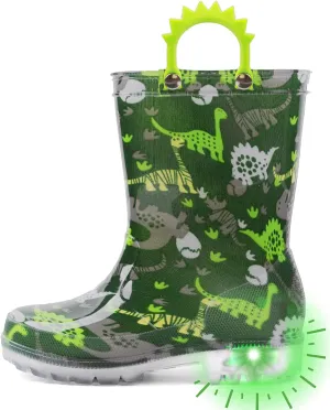 Outee Toddler Kids Adorable Lightwight Waterproof Rain Boots Light Up by Steps