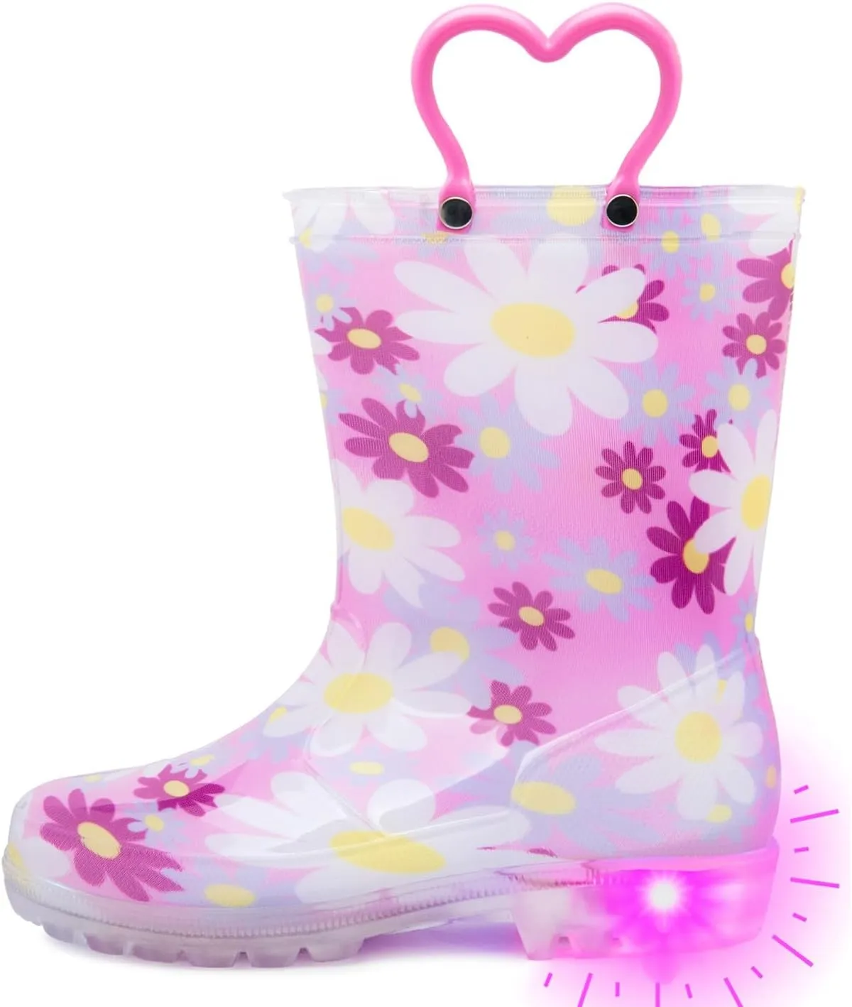 Outee Toddler Kids Adorable Lightwight Waterproof Rain Boots Light Up by Steps