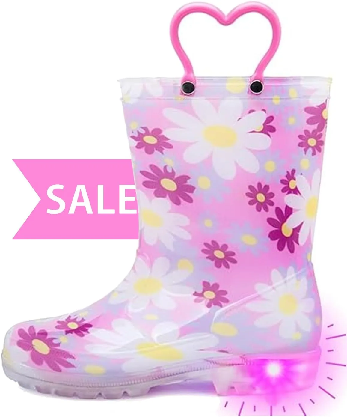 Outee Toddler Kids Adorable Lightwight Waterproof Rain Boots Light Up by Steps