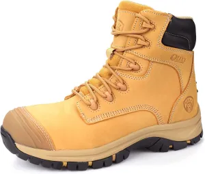 OUXX Work Boots for Men, Side Zipper Steel Toe Shoes, Water-Resistant, Non-Slip, Puncture-Proof(OX2720)