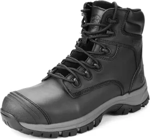 OUXX Work Boots for Men, Side Zipper Steel Toe Shoes, Water-Resistant, Non-Slip, Puncture-Proof(OX2720)