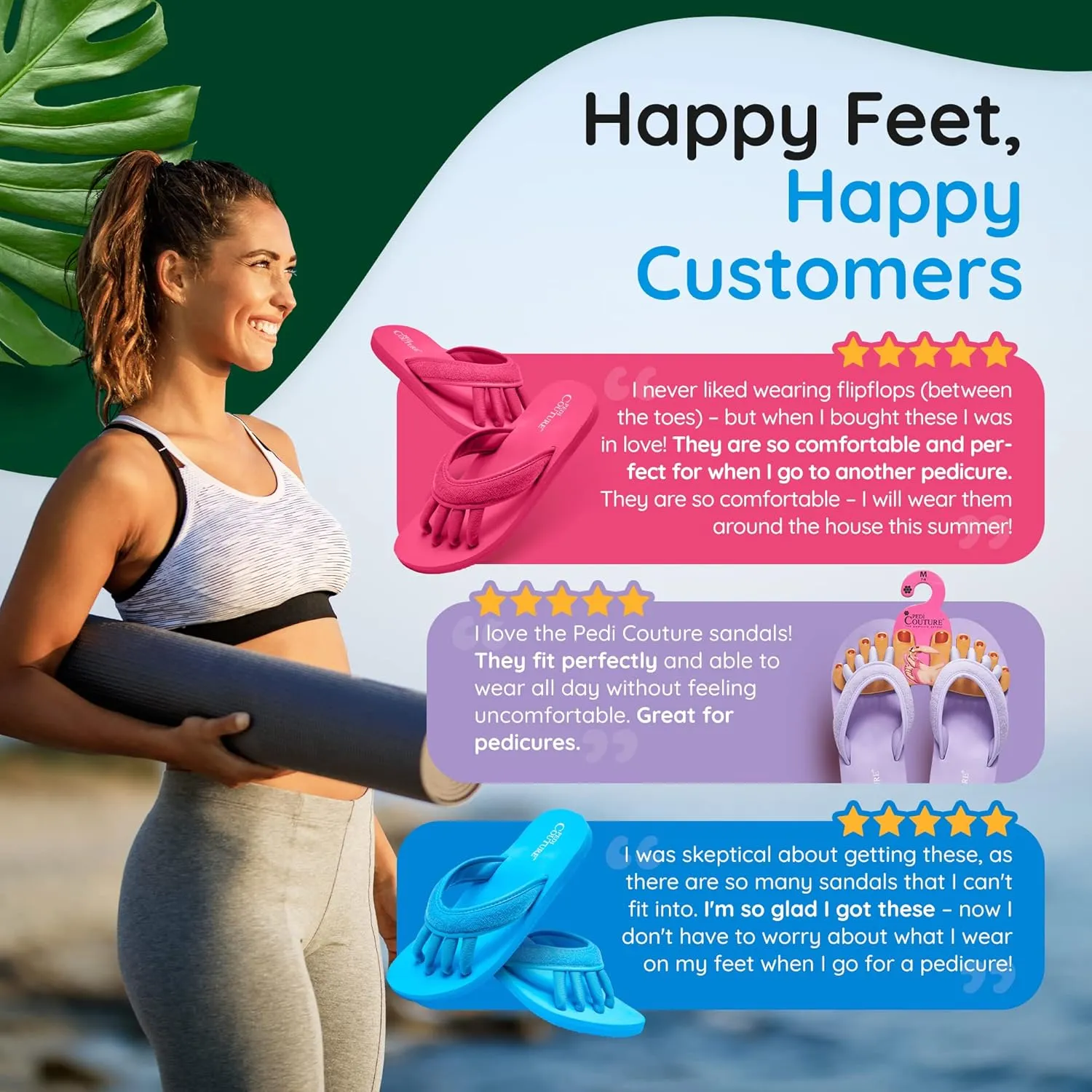 Pedicure Sandals with Built In Toe Separators for Women - Comfortable Spa Style Flip Flops for Home, Salon, Yoga & Gym Use