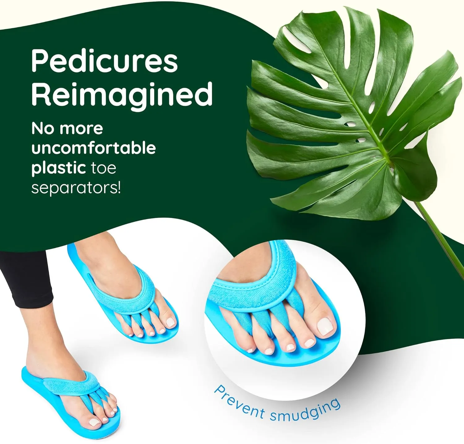 Pedicure Sandals with Built In Toe Separators for Women - Comfortable Spa Style Flip Flops for Home, Salon, Yoga & Gym Use