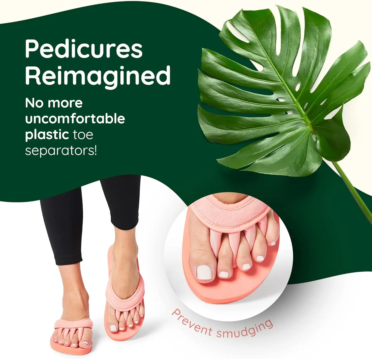 Pedicure Sandals with Built In Toe Separators for Women - Comfortable Spa Style Flip Flops for Home, Salon, Yoga & Gym Use
