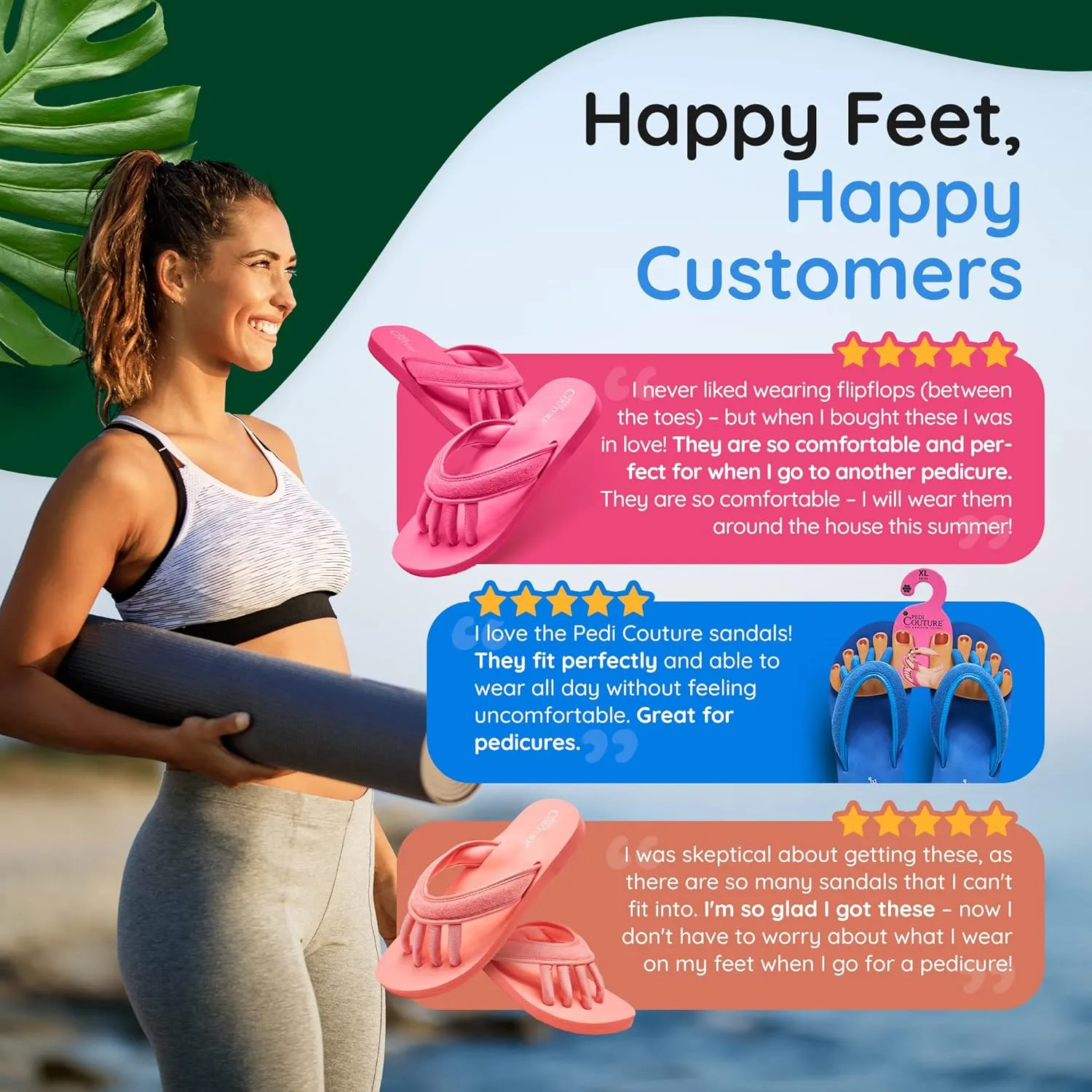 Pedicure Sandals with Built In Toe Separators for Women - Comfortable Spa Style Flip Flops for Home, Salon, Yoga & Gym Use