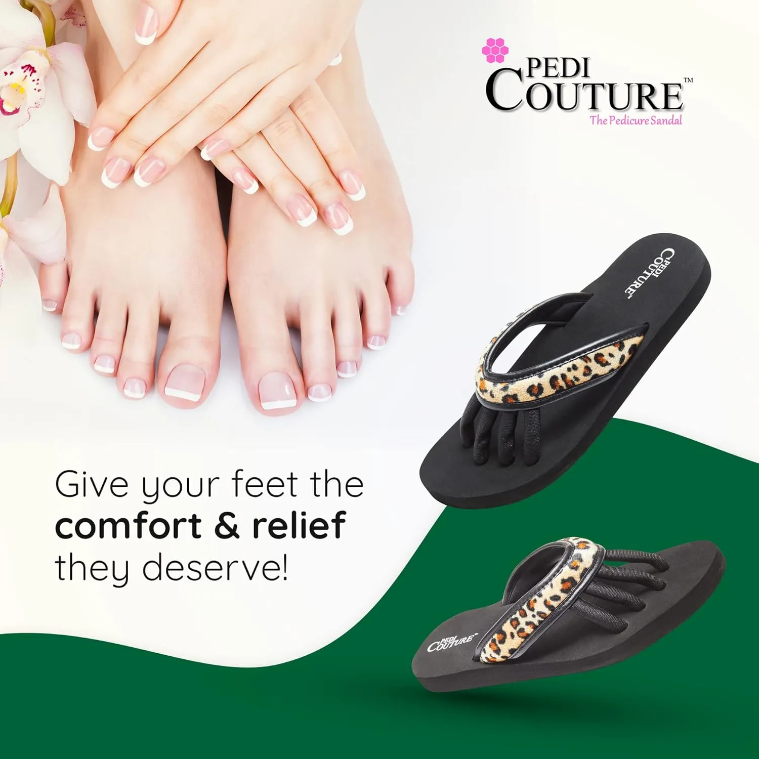 Pedicure Sandals with Built In Toe Separators for Women - Comfortable Spa Style Flip Flops for Home, Salon, Yoga & Gym Use