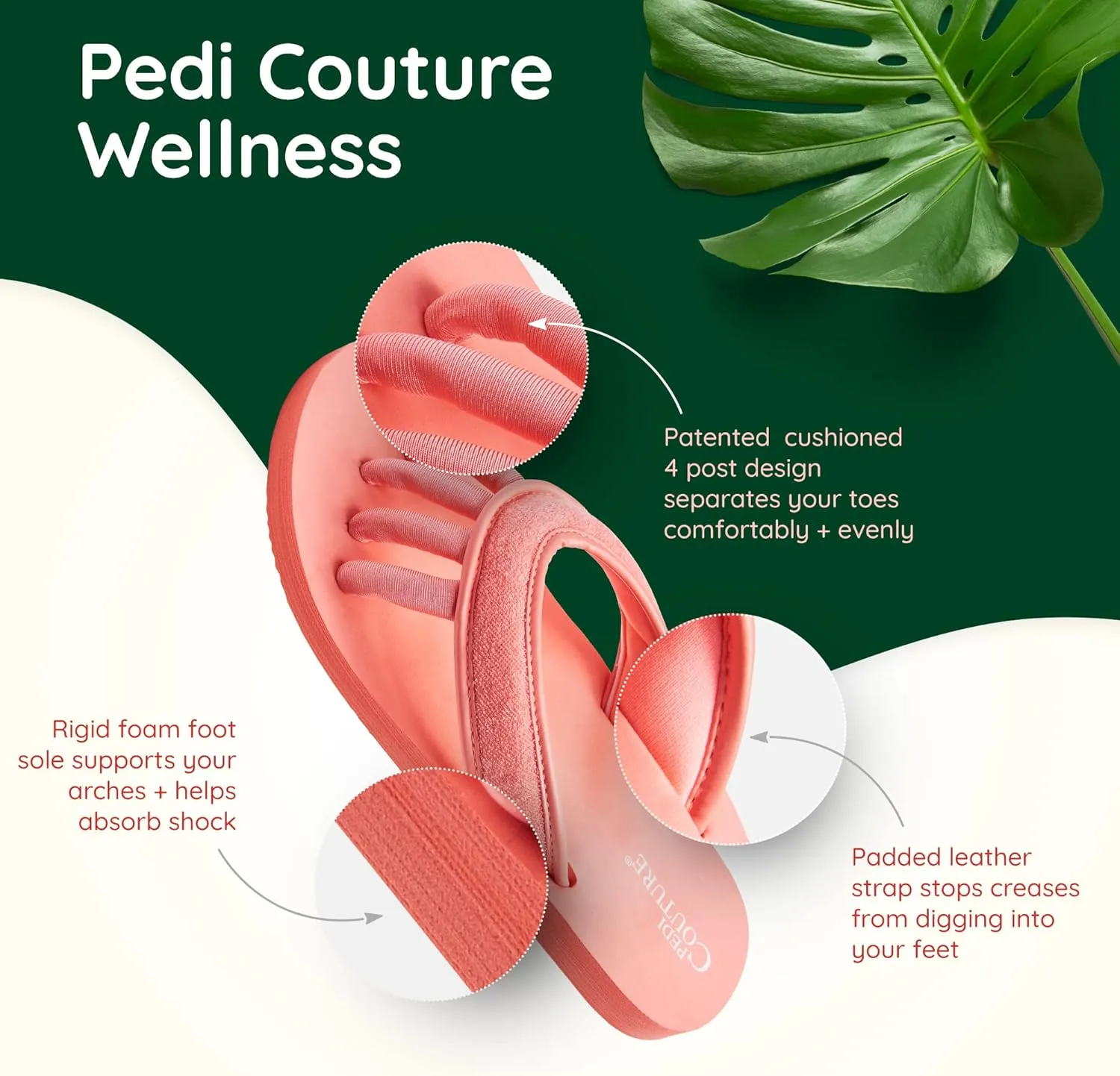 Pedicure Sandals with Built In Toe Separators for Women - Comfortable Spa Style Flip Flops for Home, Salon, Yoga & Gym Use