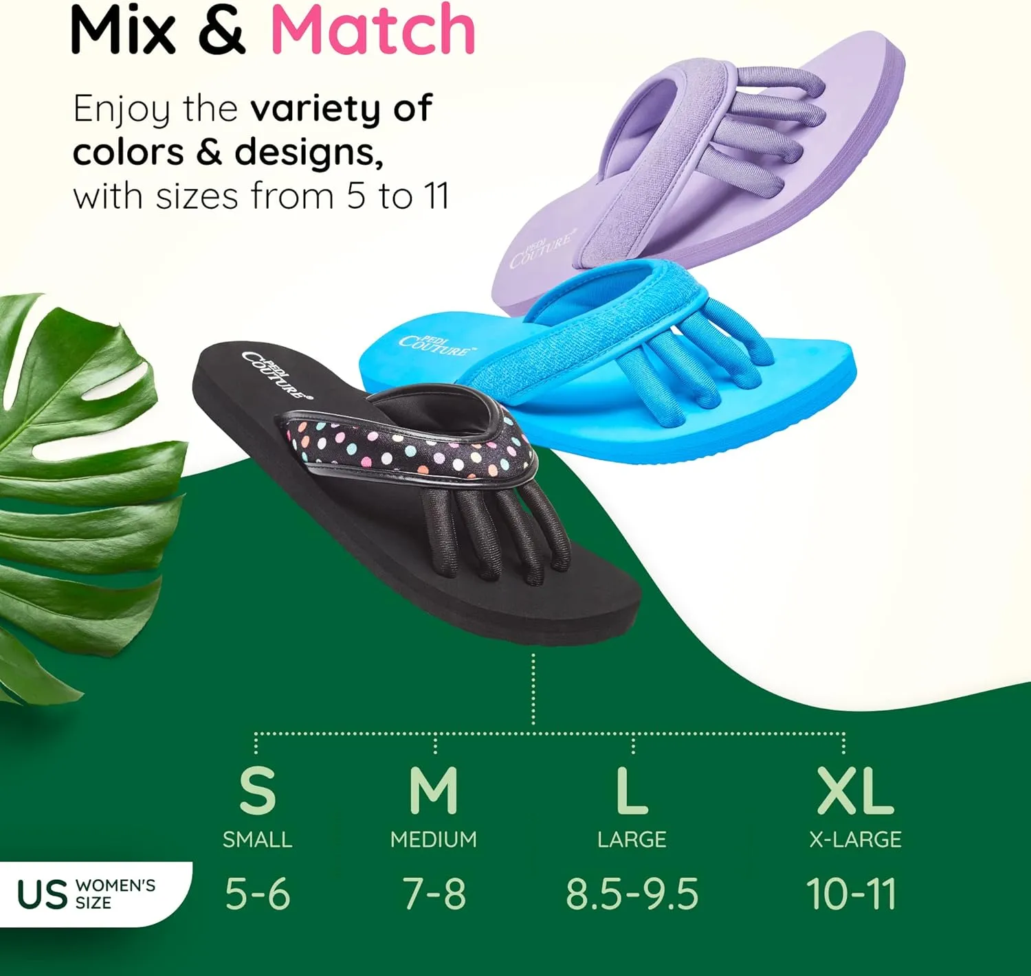 Pedicure Sandals with Built In Toe Separators for Women - Comfortable Spa Style Flip Flops for Home, Salon, Yoga & Gym Use