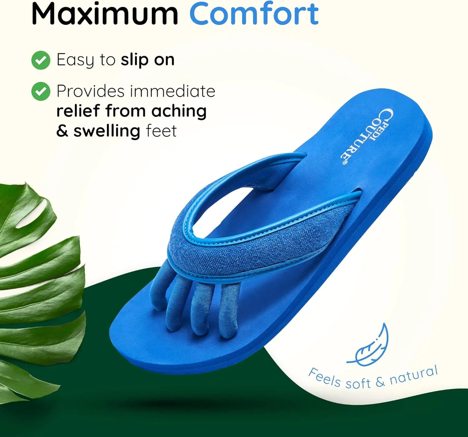Pedicure Sandals with Built In Toe Separators for Women - Comfortable Spa Style Flip Flops for Home, Salon, Yoga & Gym Use