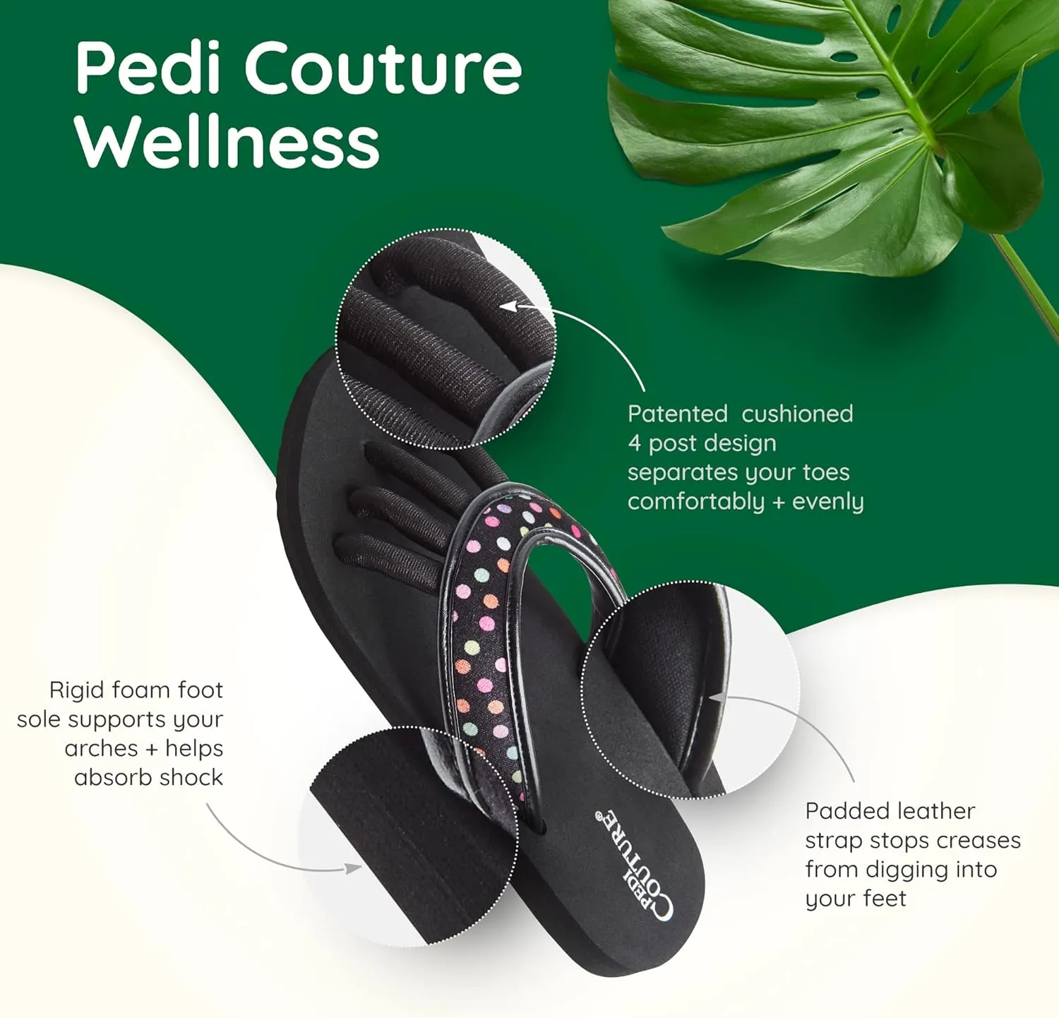 Pedicure Sandals with Built In Toe Separators for Women - Comfortable Spa Style Flip Flops for Home, Salon, Yoga & Gym Use