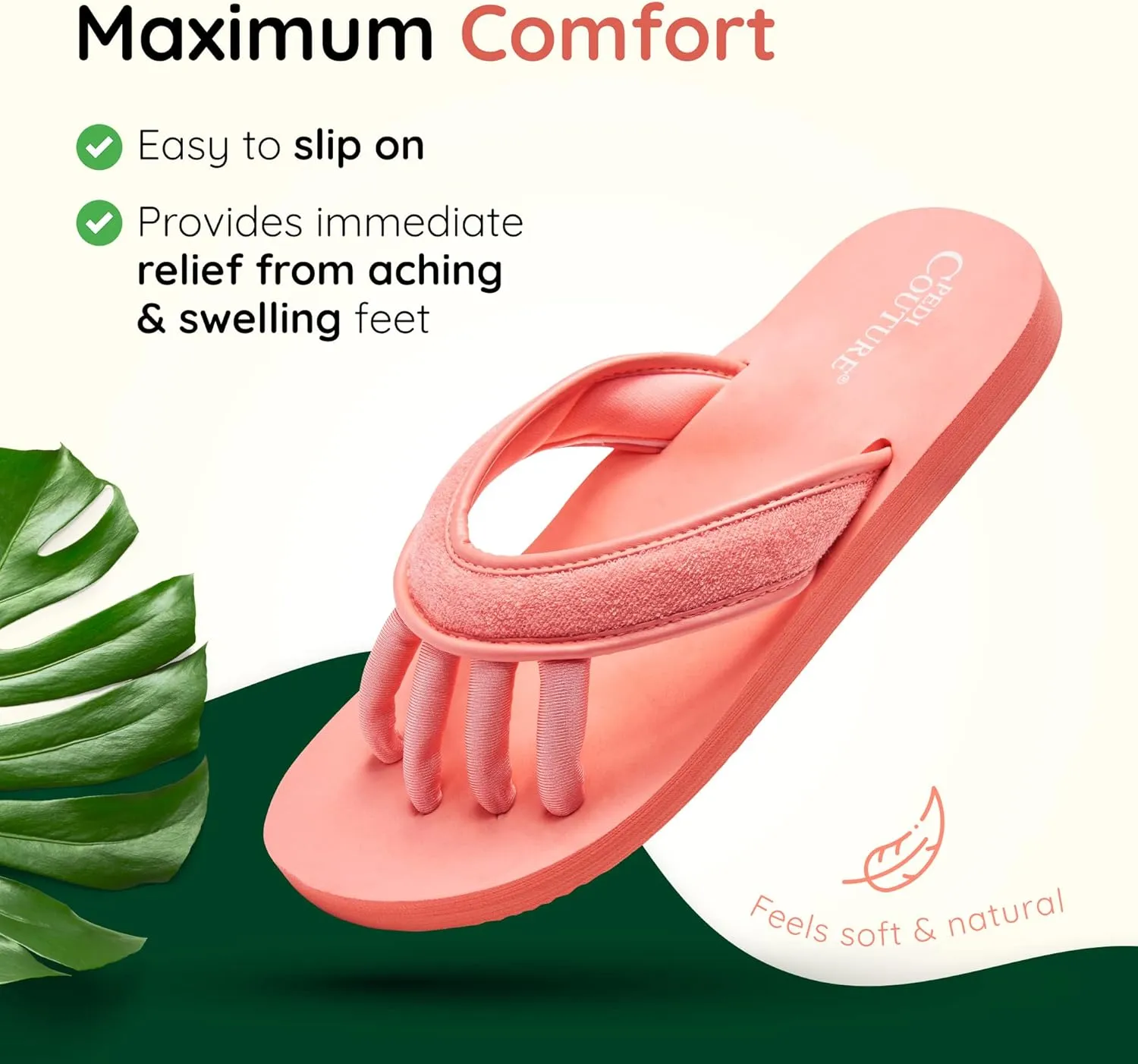 Pedicure Sandals with Built In Toe Separators for Women - Comfortable Spa Style Flip Flops for Home, Salon, Yoga & Gym Use