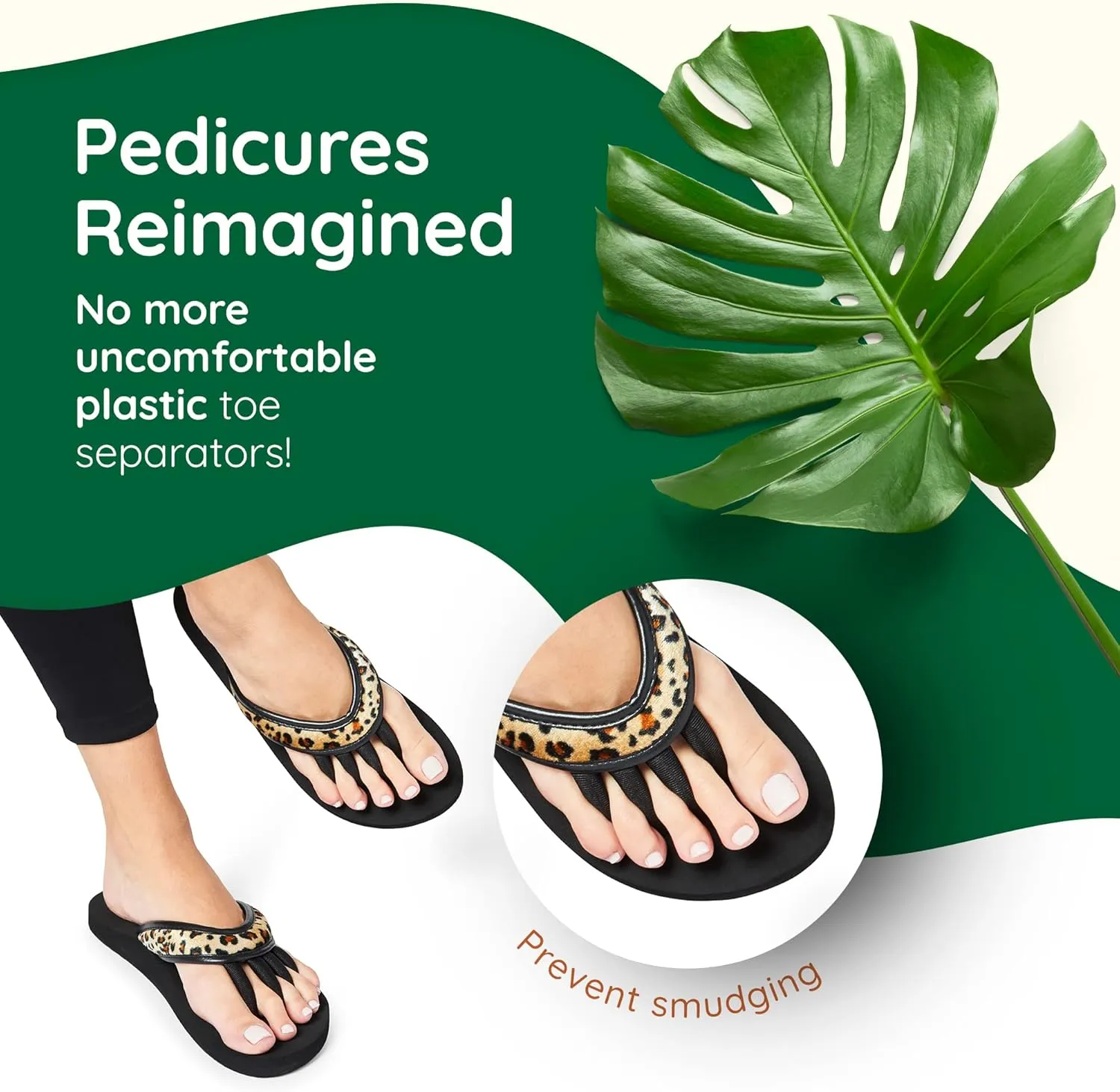 Pedicure Sandals with Built In Toe Separators for Women - Comfortable Spa Style Flip Flops for Home, Salon, Yoga & Gym Use