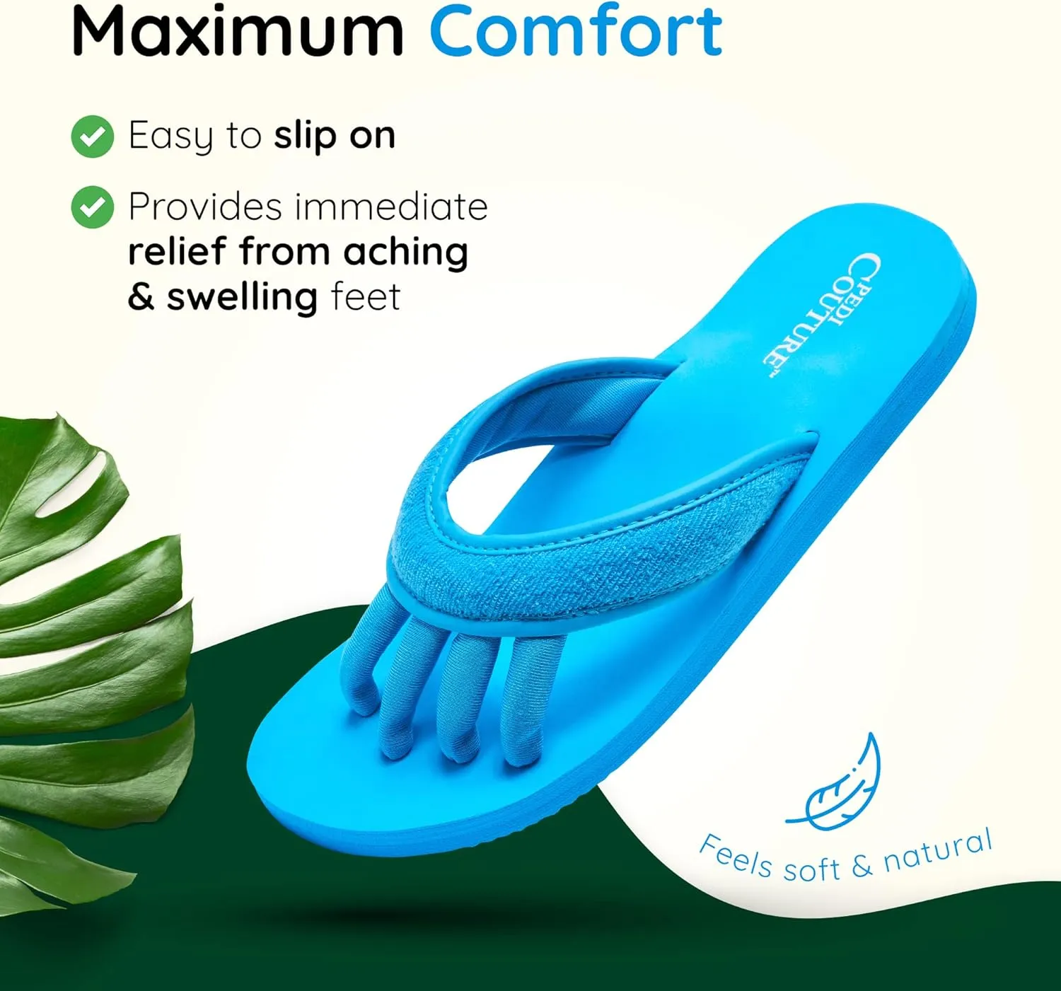 Pedicure Sandals with Built In Toe Separators for Women - Comfortable Spa Style Flip Flops for Home, Salon, Yoga & Gym Use