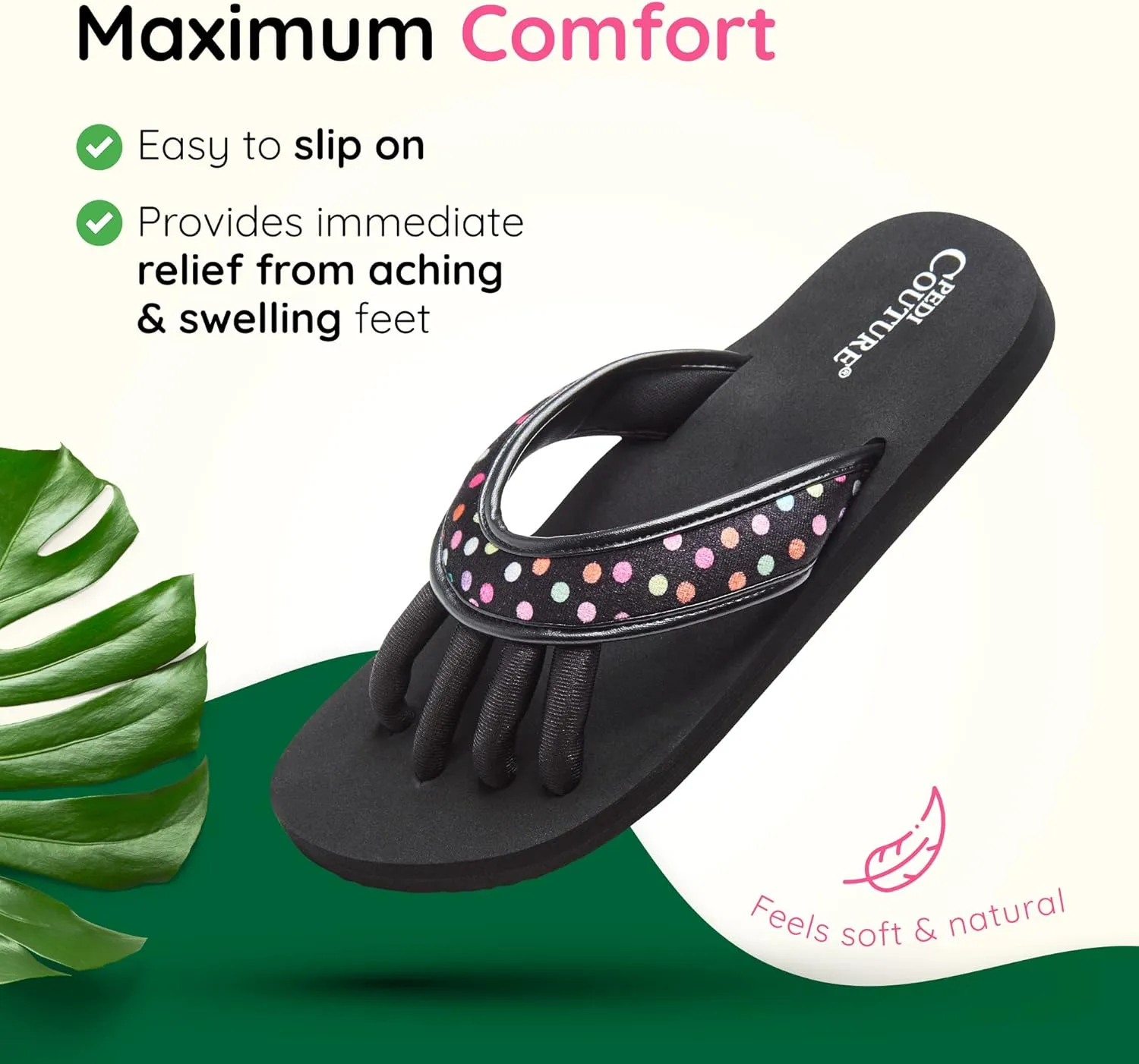 Pedicure Sandals with Built In Toe Separators for Women - Comfortable Spa Style Flip Flops for Home, Salon, Yoga & Gym Use