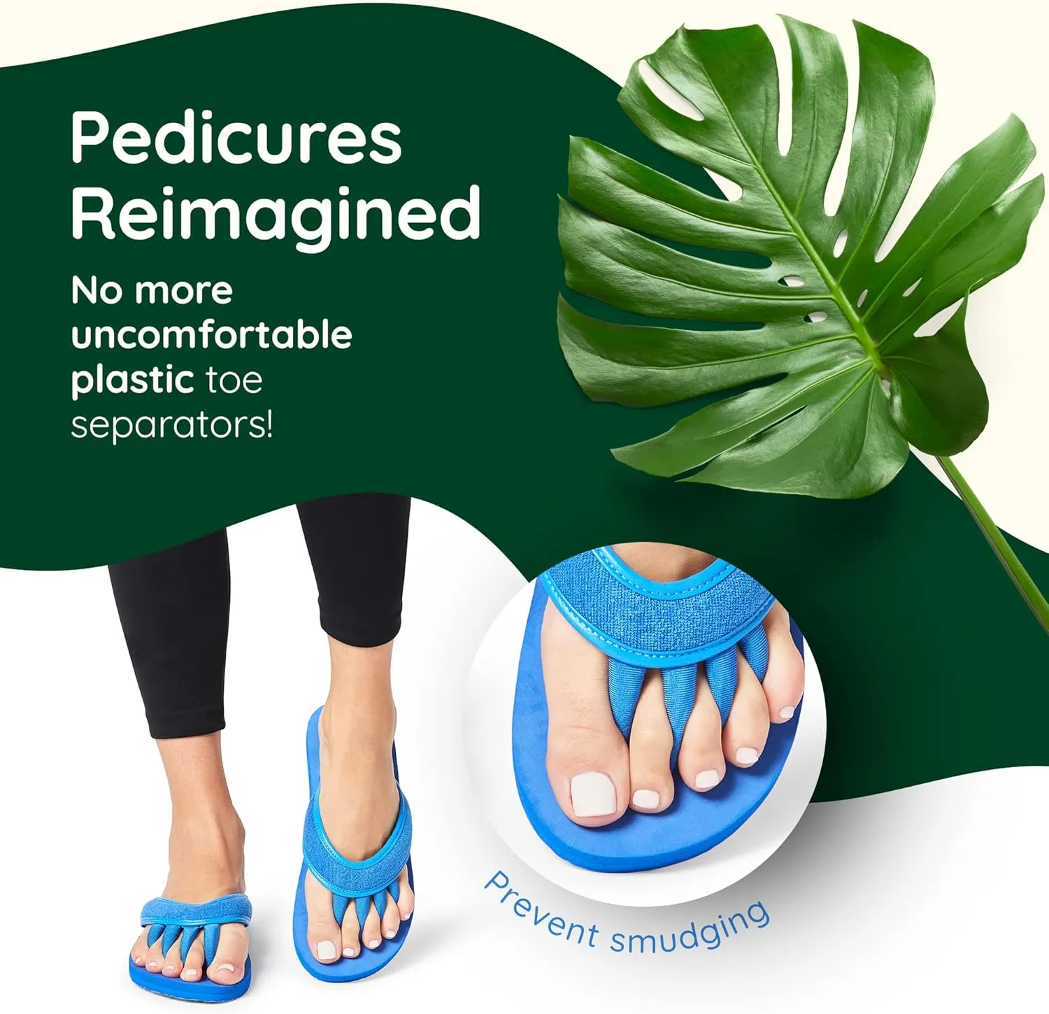 Pedicure Sandals with Built In Toe Separators for Women - Comfortable Spa Style Flip Flops for Home, Salon, Yoga & Gym Use