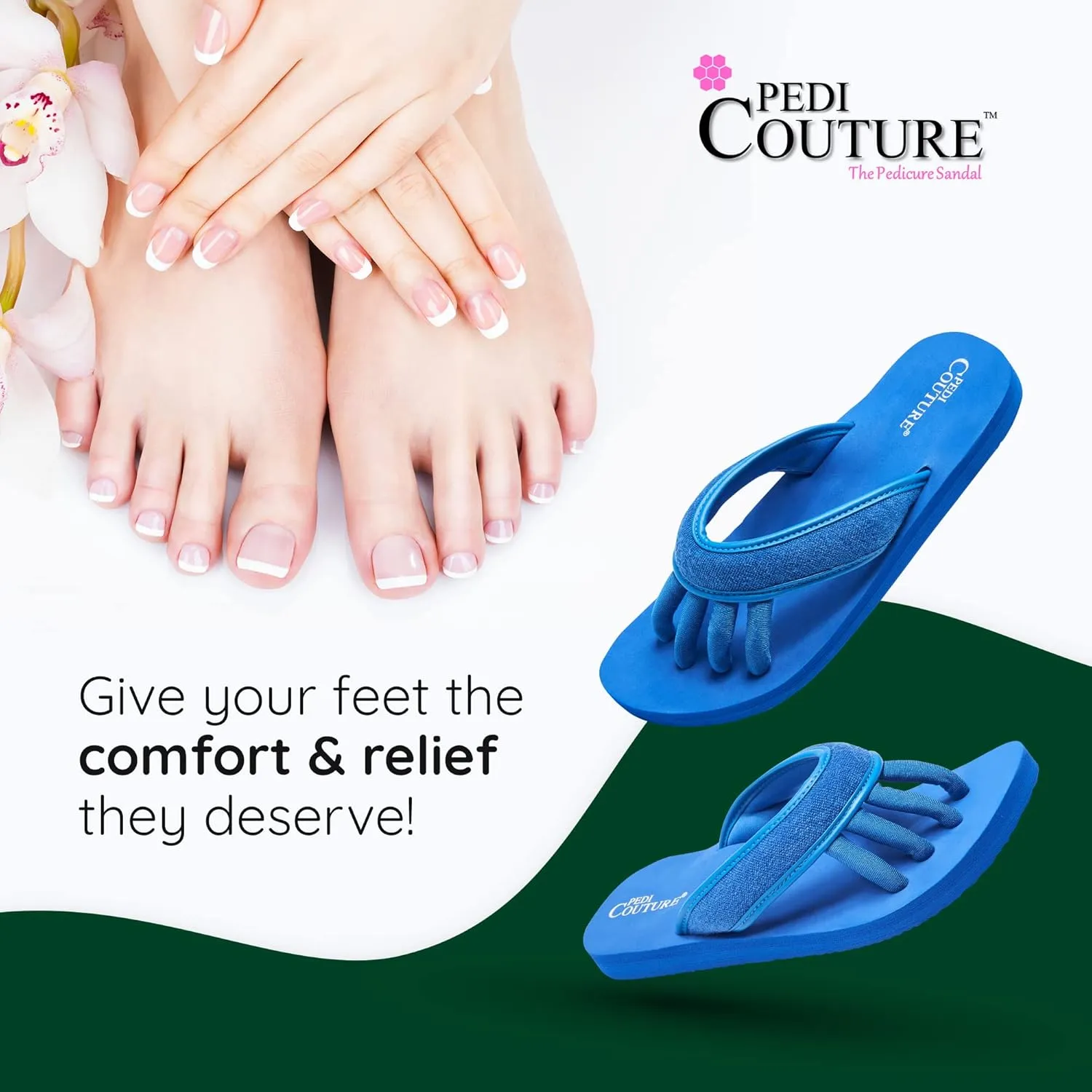 Pedicure Sandals with Built In Toe Separators for Women - Comfortable Spa Style Flip Flops for Home, Salon, Yoga & Gym Use