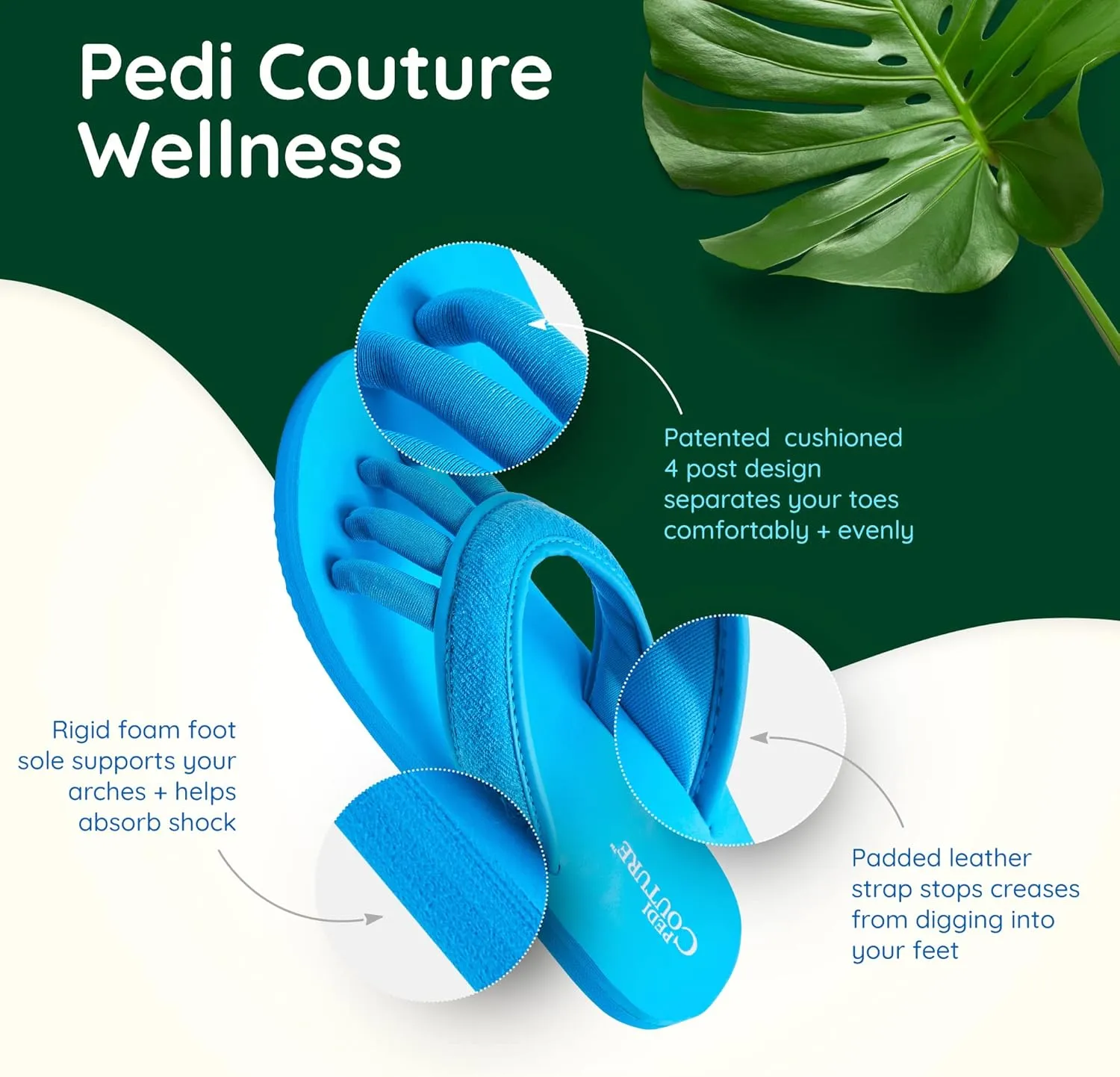 Pedicure Sandals with Built In Toe Separators for Women - Comfortable Spa Style Flip Flops for Home, Salon, Yoga & Gym Use