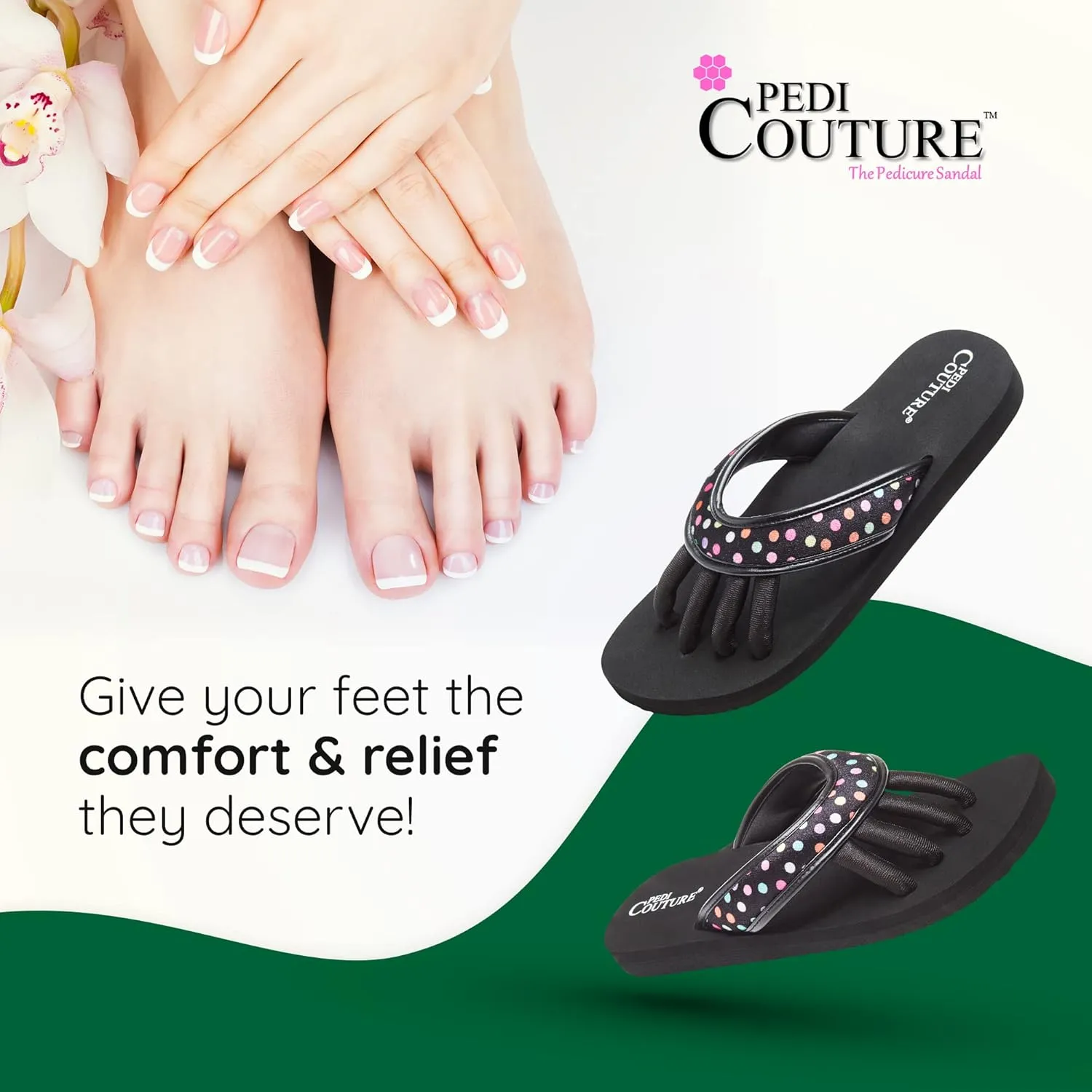 Pedicure Sandals with Built In Toe Separators for Women - Comfortable Spa Style Flip Flops for Home, Salon, Yoga & Gym Use