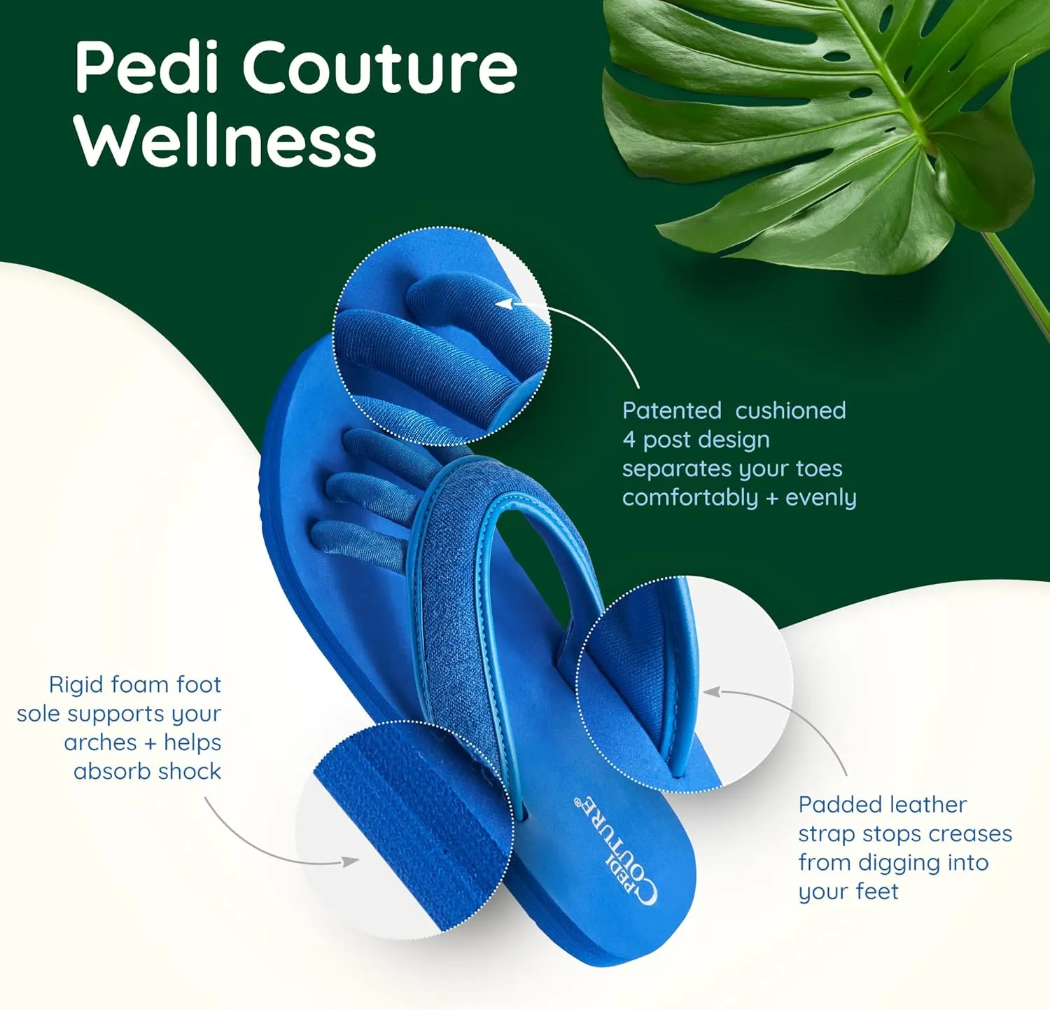 Pedicure Sandals with Built In Toe Separators for Women - Comfortable Spa Style Flip Flops for Home, Salon, Yoga & Gym Use