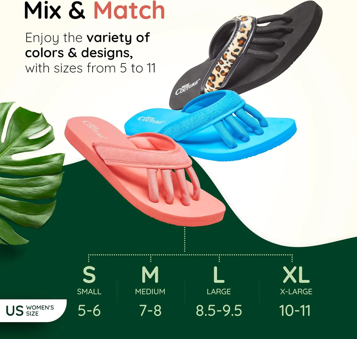 Pedicure Sandals with Built In Toe Separators for Women - Comfortable Spa Style Flip Flops for Home, Salon, Yoga & Gym Use