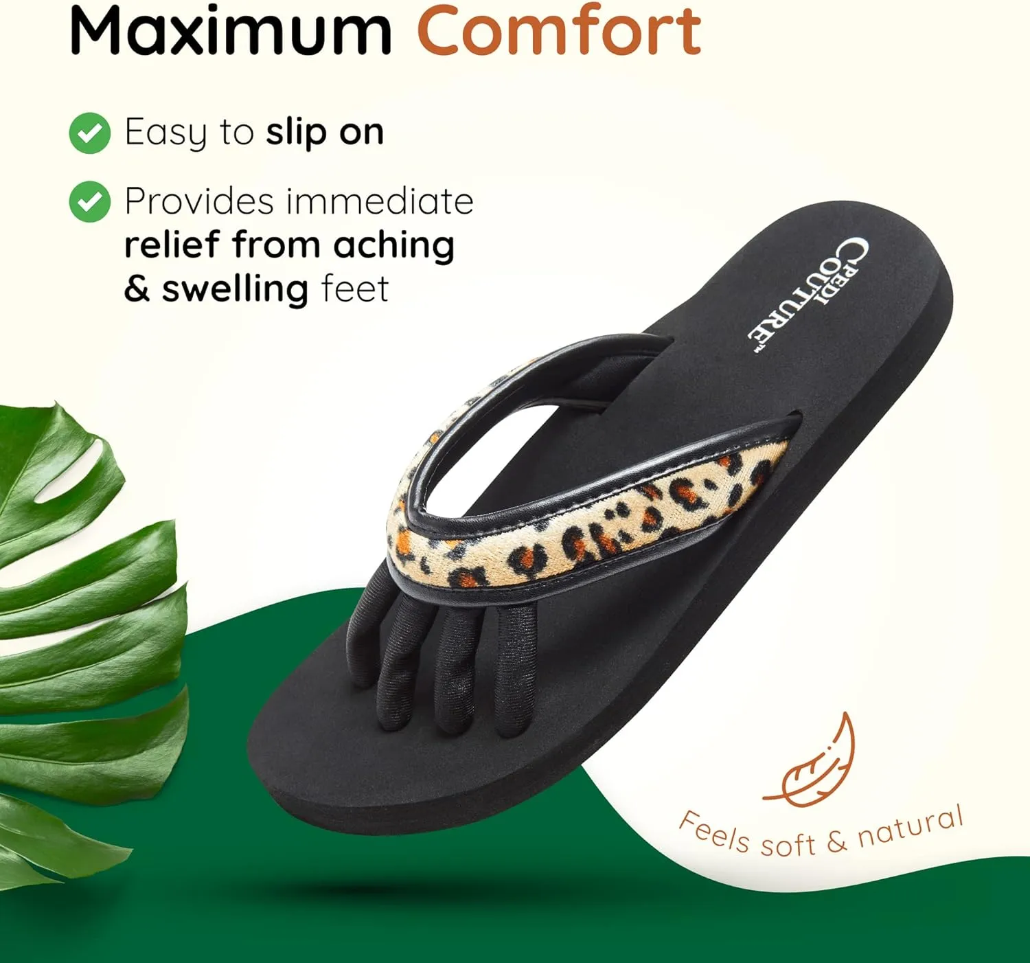 Pedicure Sandals with Built In Toe Separators for Women - Comfortable Spa Style Flip Flops for Home, Salon, Yoga & Gym Use