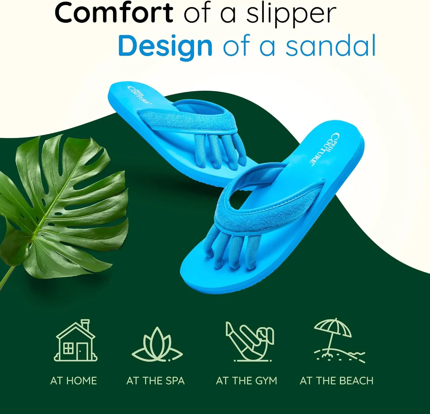 Pedicure Sandals with Built In Toe Separators for Women - Comfortable Spa Style Flip Flops for Home, Salon, Yoga & Gym Use