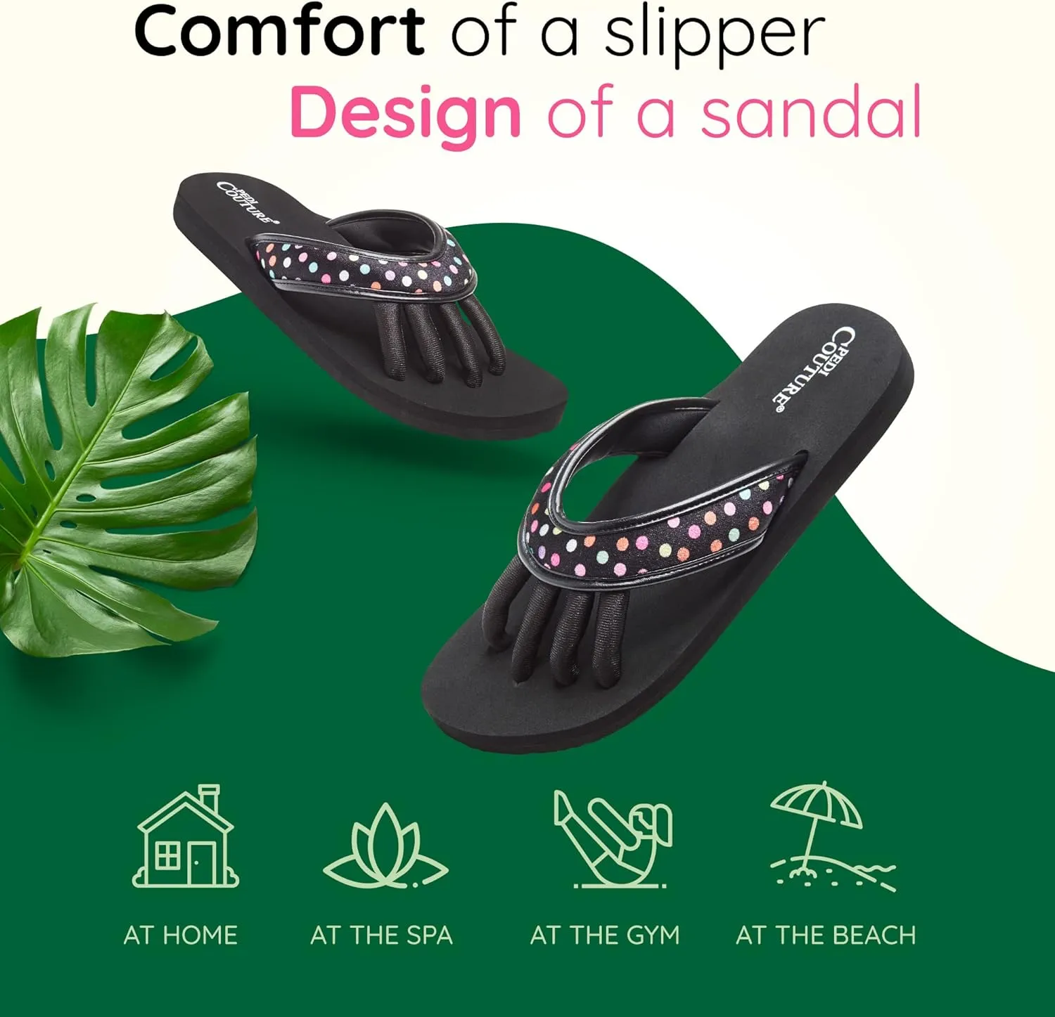 Pedicure Sandals with Built In Toe Separators for Women - Comfortable Spa Style Flip Flops for Home, Salon, Yoga & Gym Use