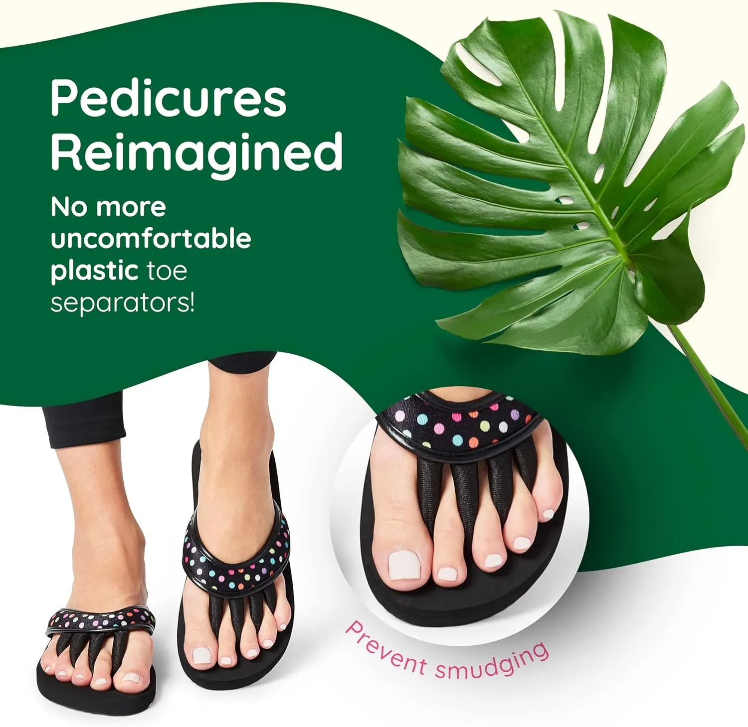 Pedicure Sandals with Built In Toe Separators for Women - Comfortable Spa Style Flip Flops for Home, Salon, Yoga & Gym Use
