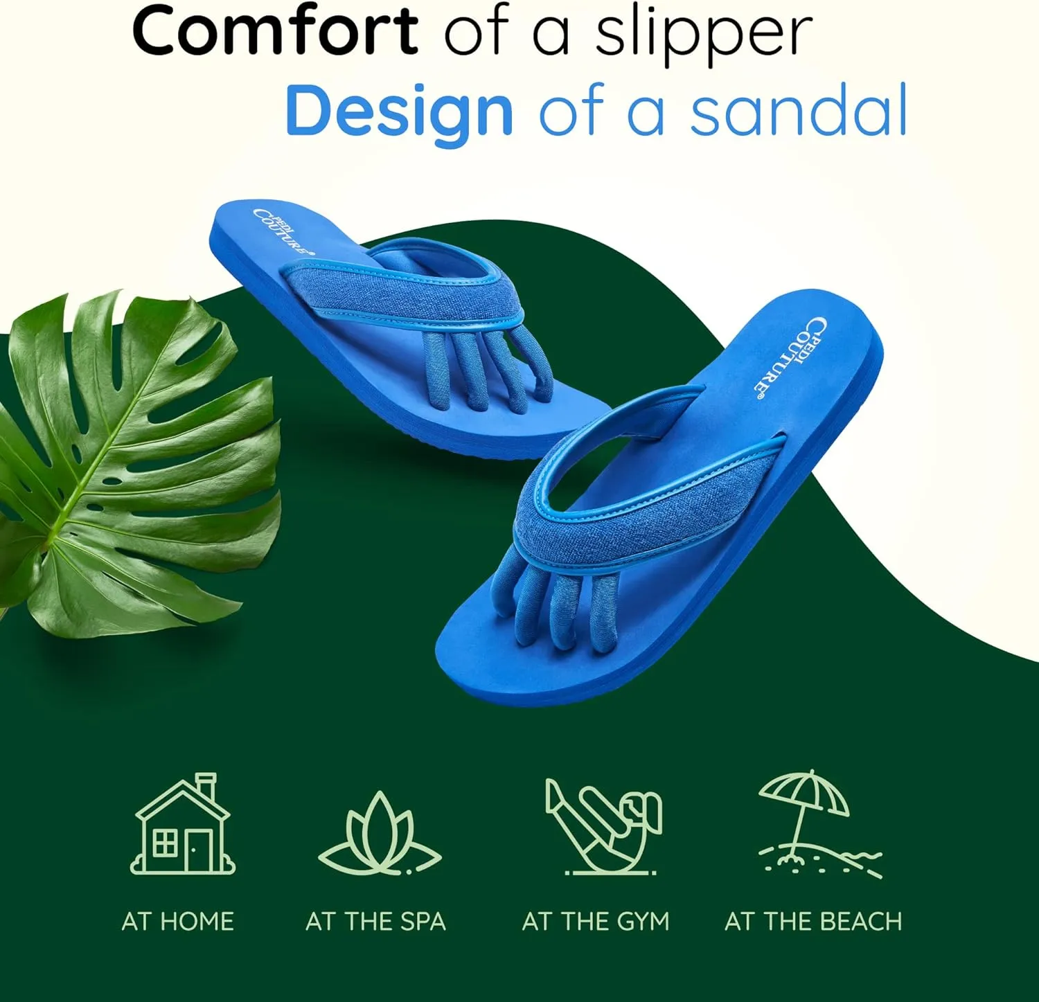 Pedicure Sandals with Built In Toe Separators for Women - Comfortable Spa Style Flip Flops for Home, Salon, Yoga & Gym Use