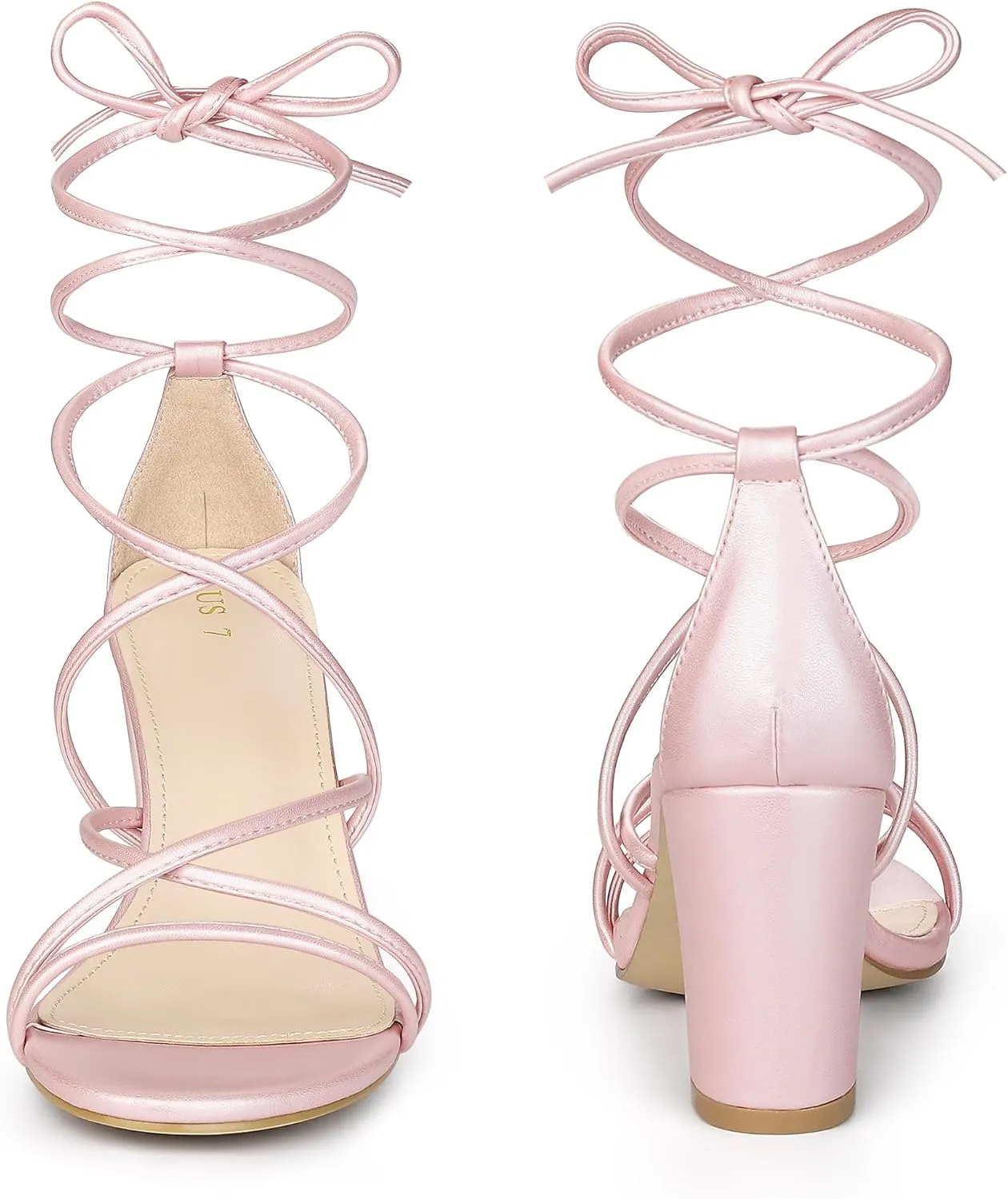 Perphy Lace Up Heels Strappy Chunky Heel Sandals for Women