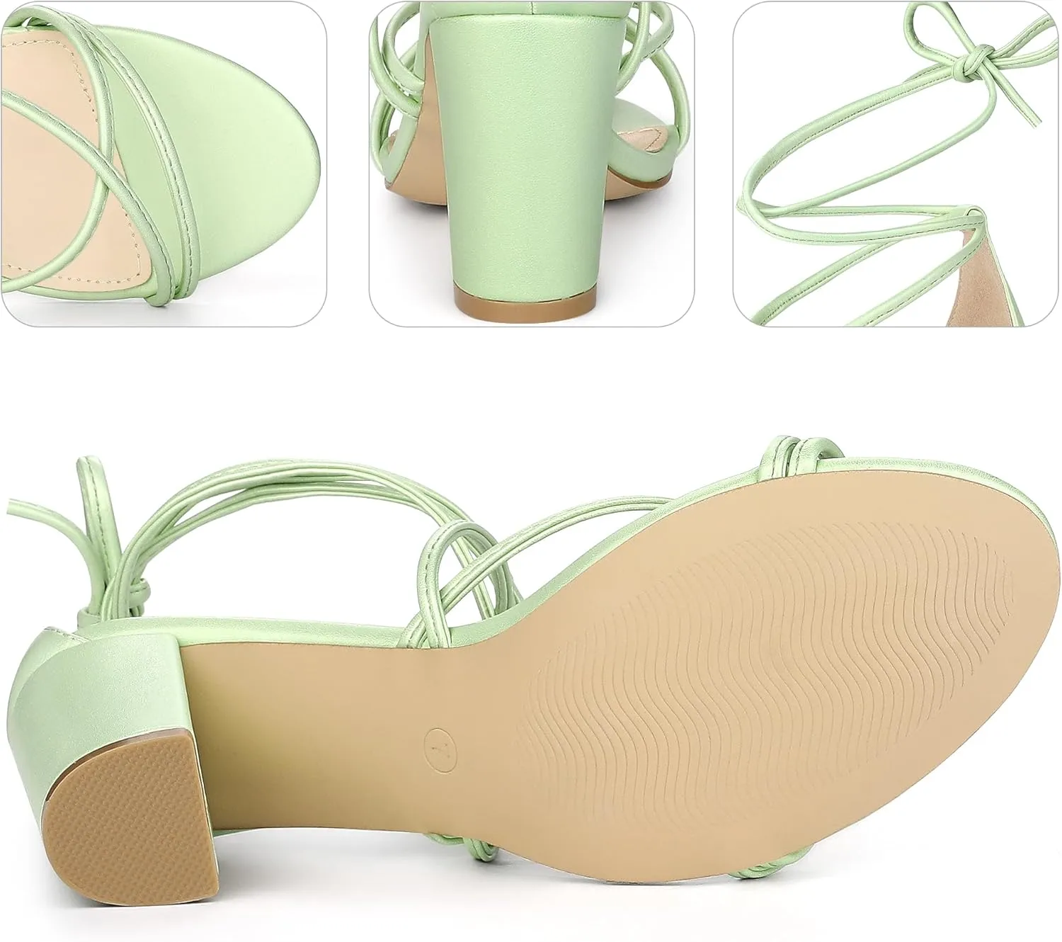 Perphy Lace Up Heels Strappy Chunky Heel Sandals for Women