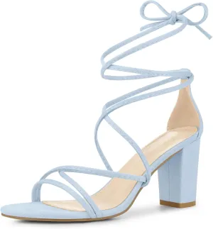 Perphy Lace Up Heels Strappy Chunky Heel Sandals for Women
