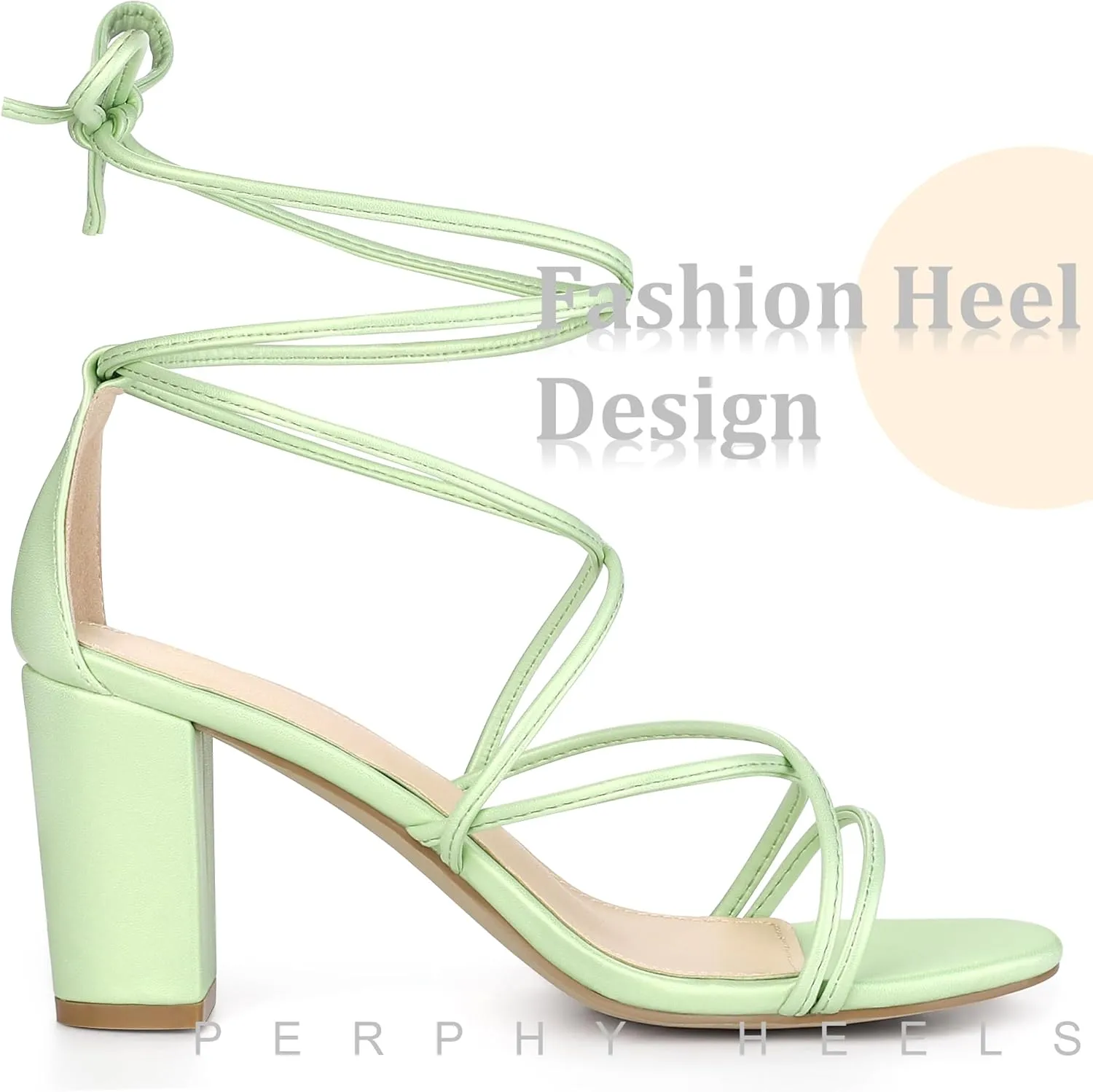 Perphy Lace Up Heels Strappy Chunky Heel Sandals for Women