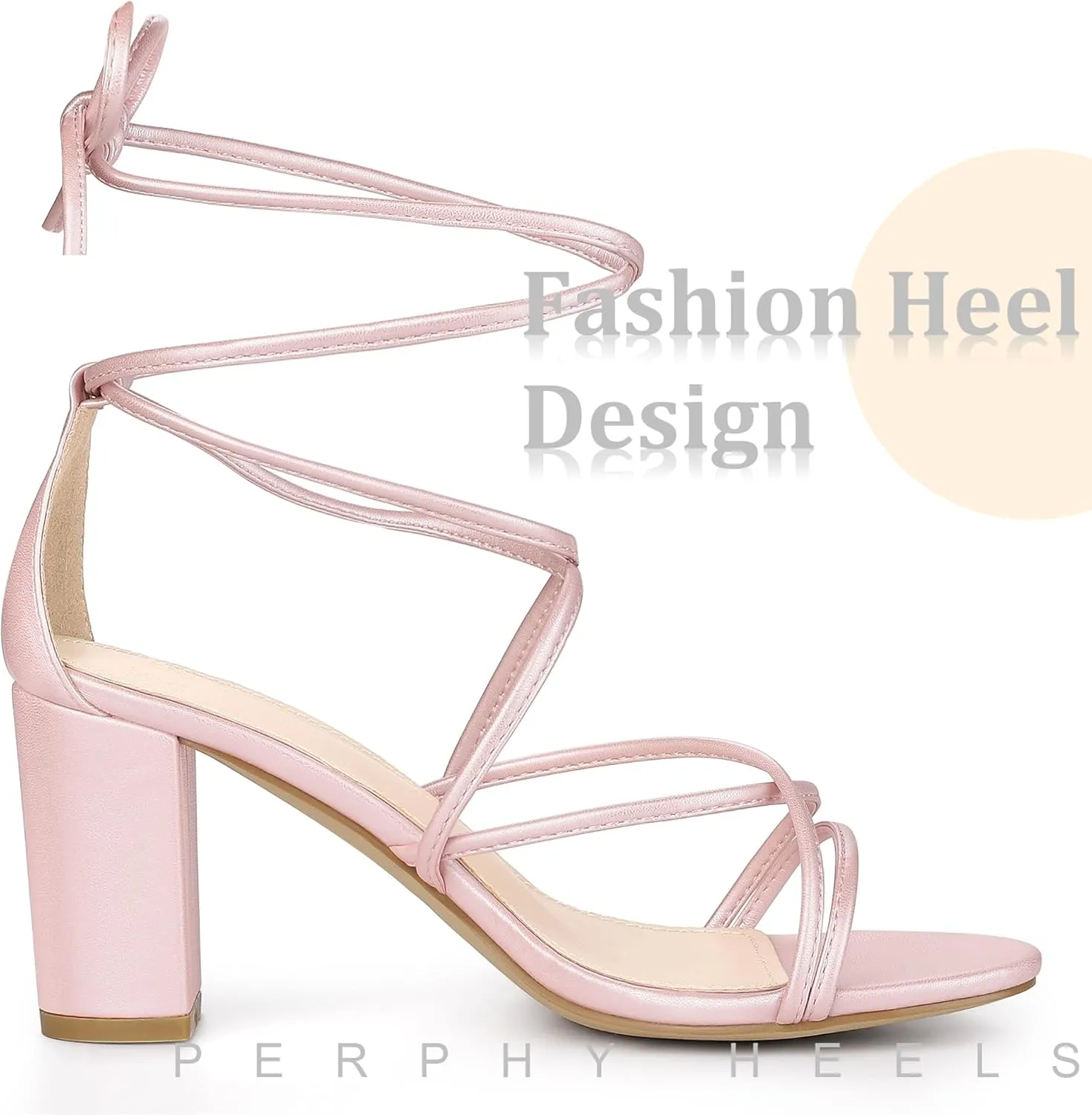 Perphy Lace Up Heels Strappy Chunky Heel Sandals for Women