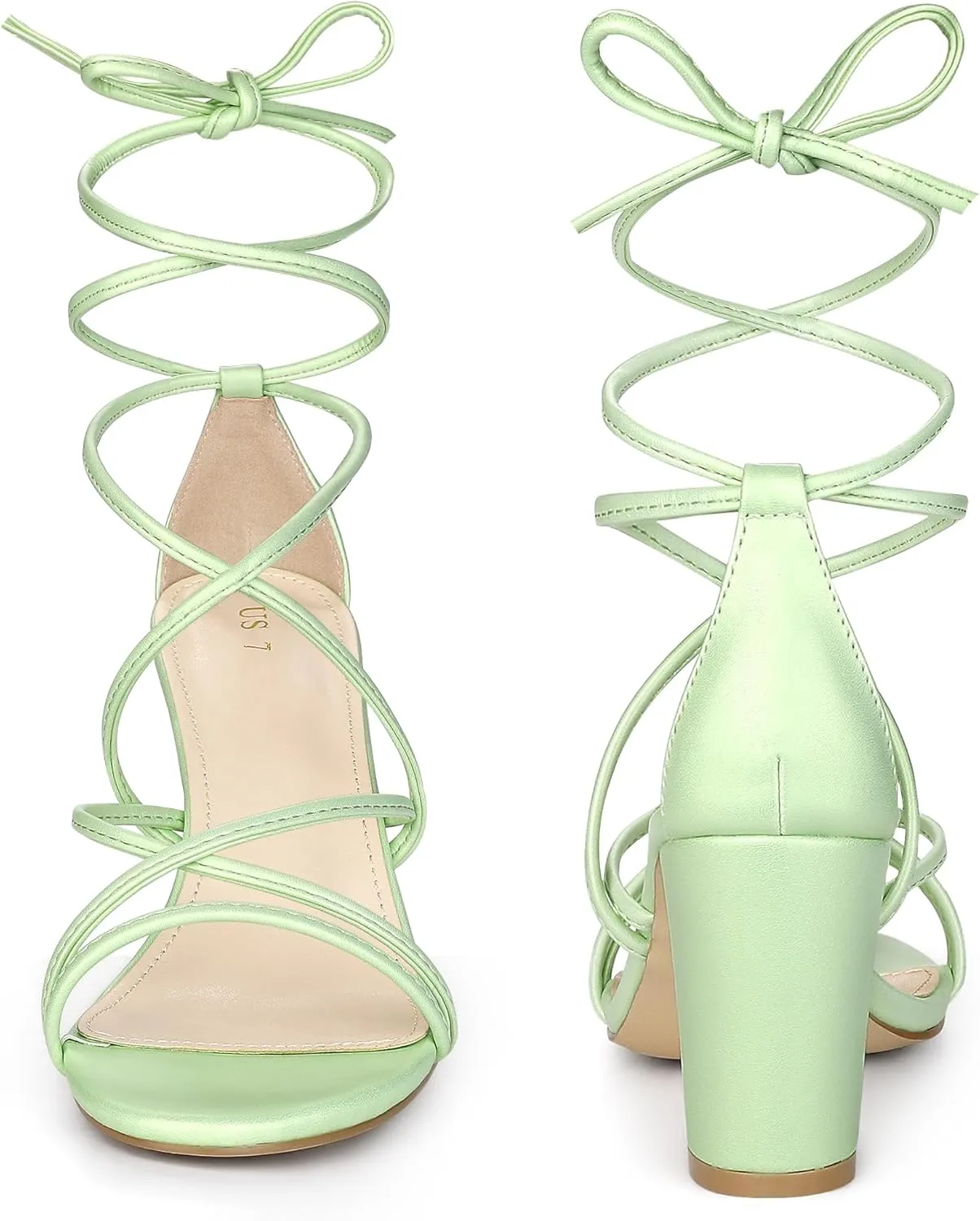Perphy Lace Up Heels Strappy Chunky Heel Sandals for Women