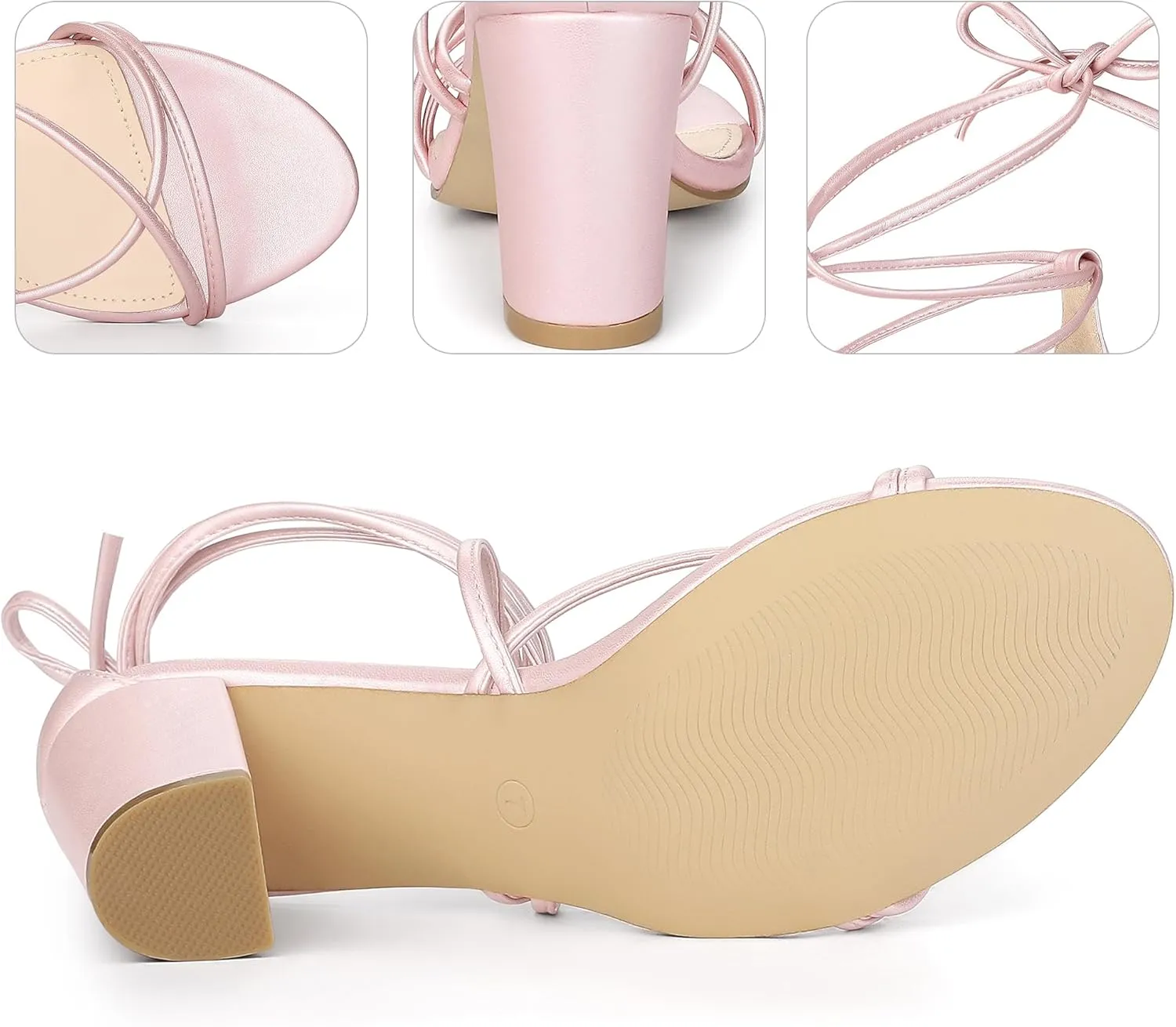 Perphy Lace Up Heels Strappy Chunky Heel Sandals for Women