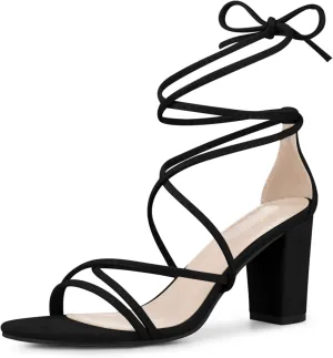 Perphy Lace Up Heels Strappy Chunky Heel Sandals for Women
