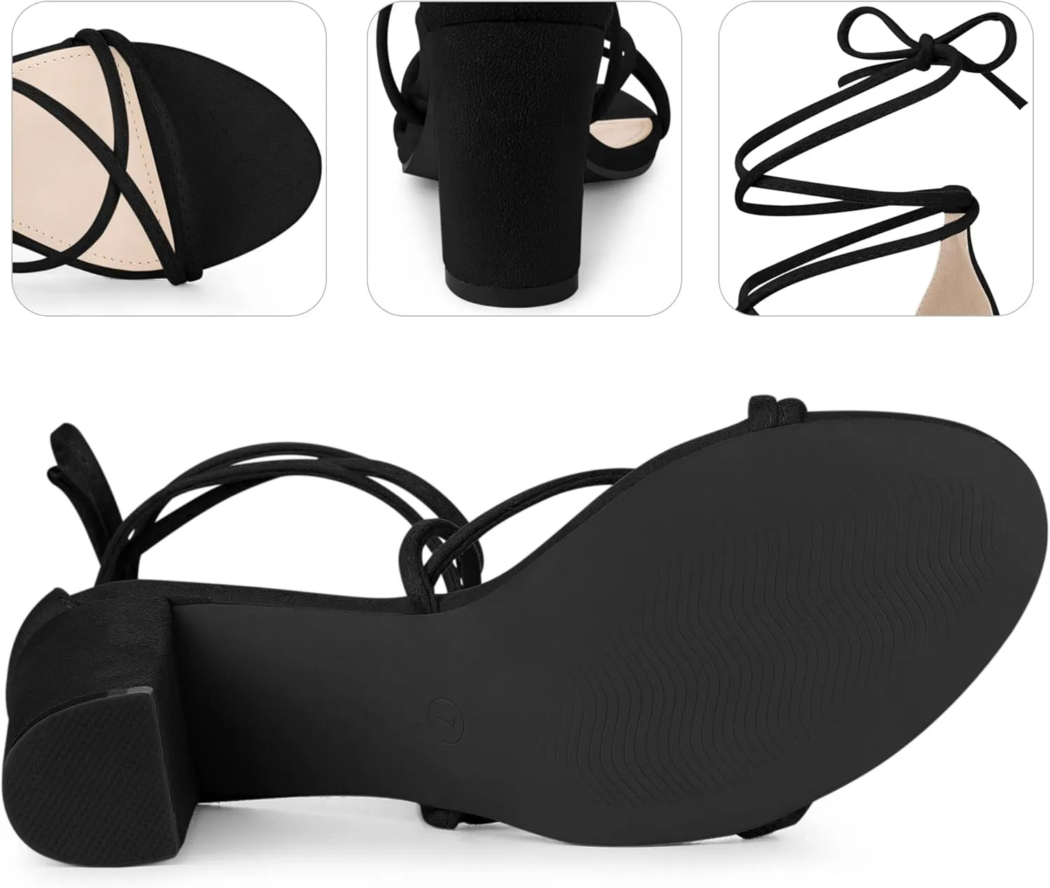 Perphy Lace Up Heels Strappy Chunky Heel Sandals for Women