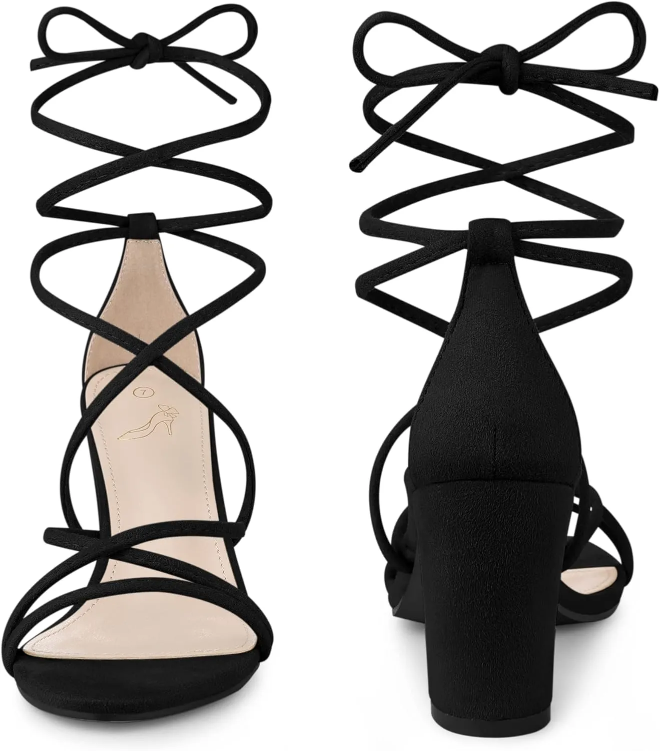 Perphy Lace Up Heels Strappy Chunky Heel Sandals for Women