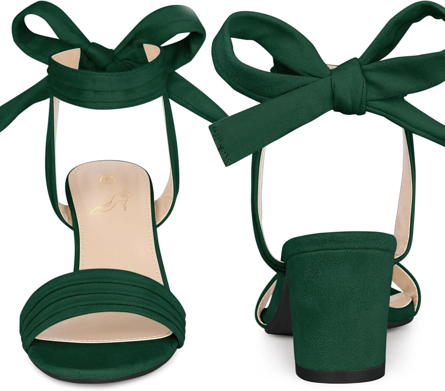 Perphy Pleated Open Toe Lace Up Chunky Heels Sandals for Women