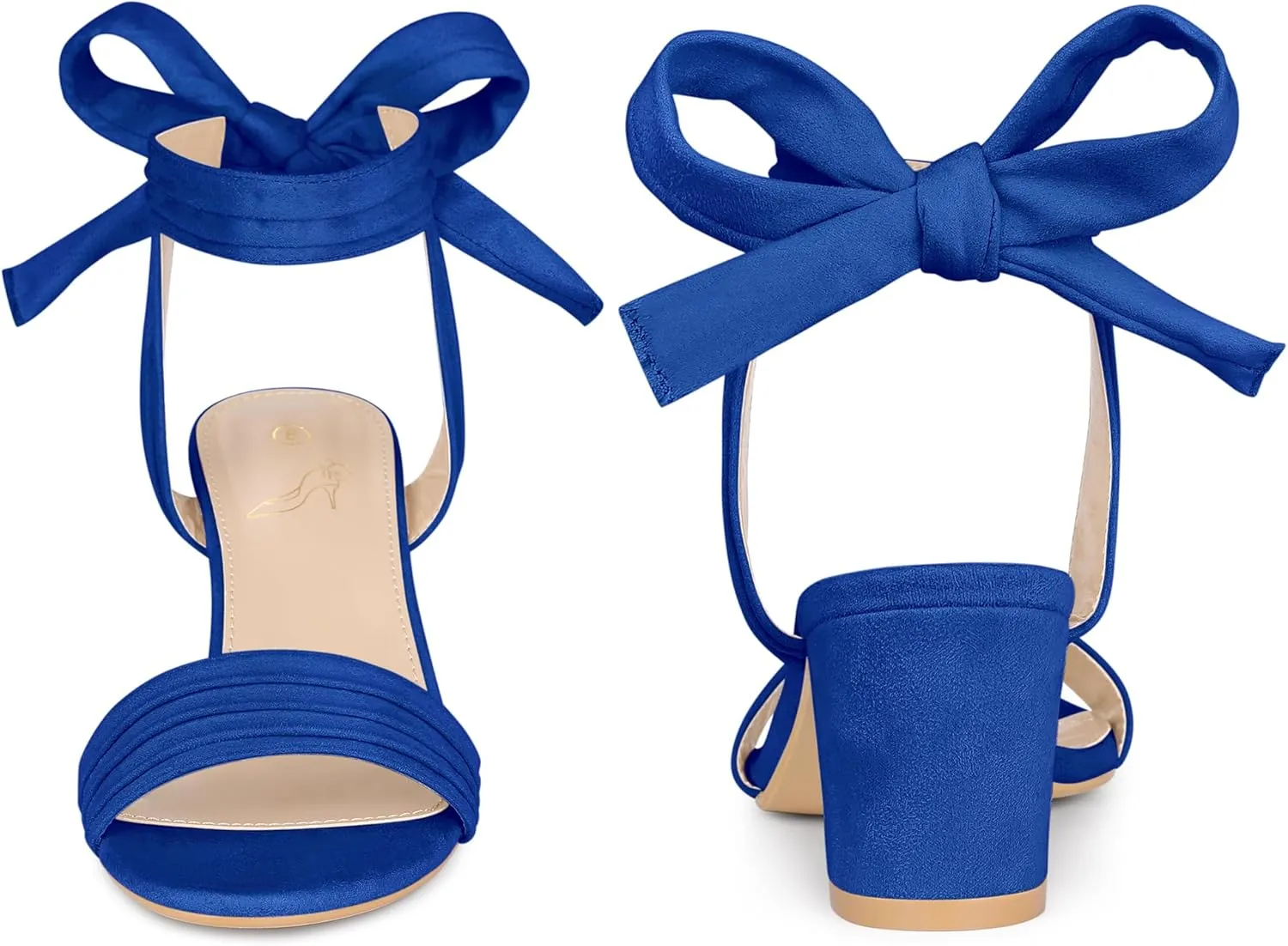 Perphy Pleated Open Toe Lace Up Chunky Heels Sandals for Women