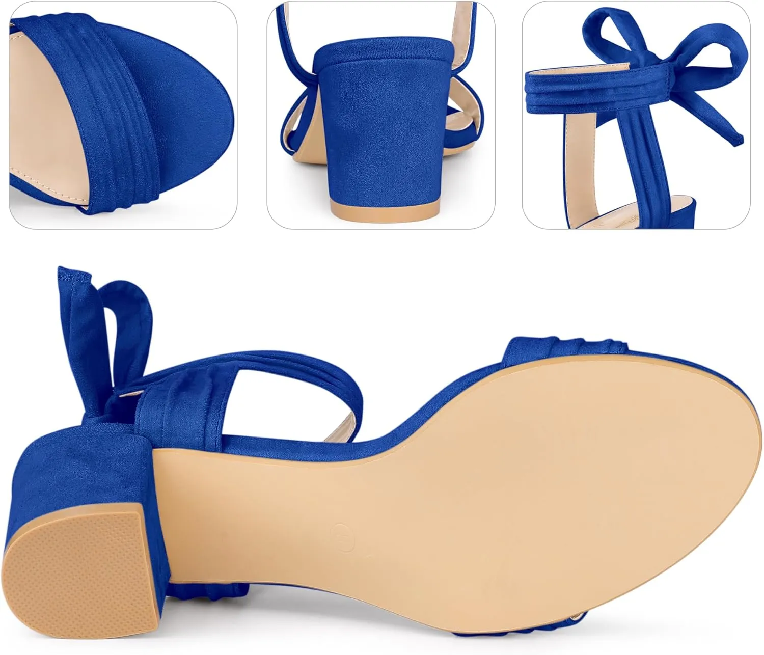 Perphy Pleated Open Toe Lace Up Chunky Heels Sandals for Women