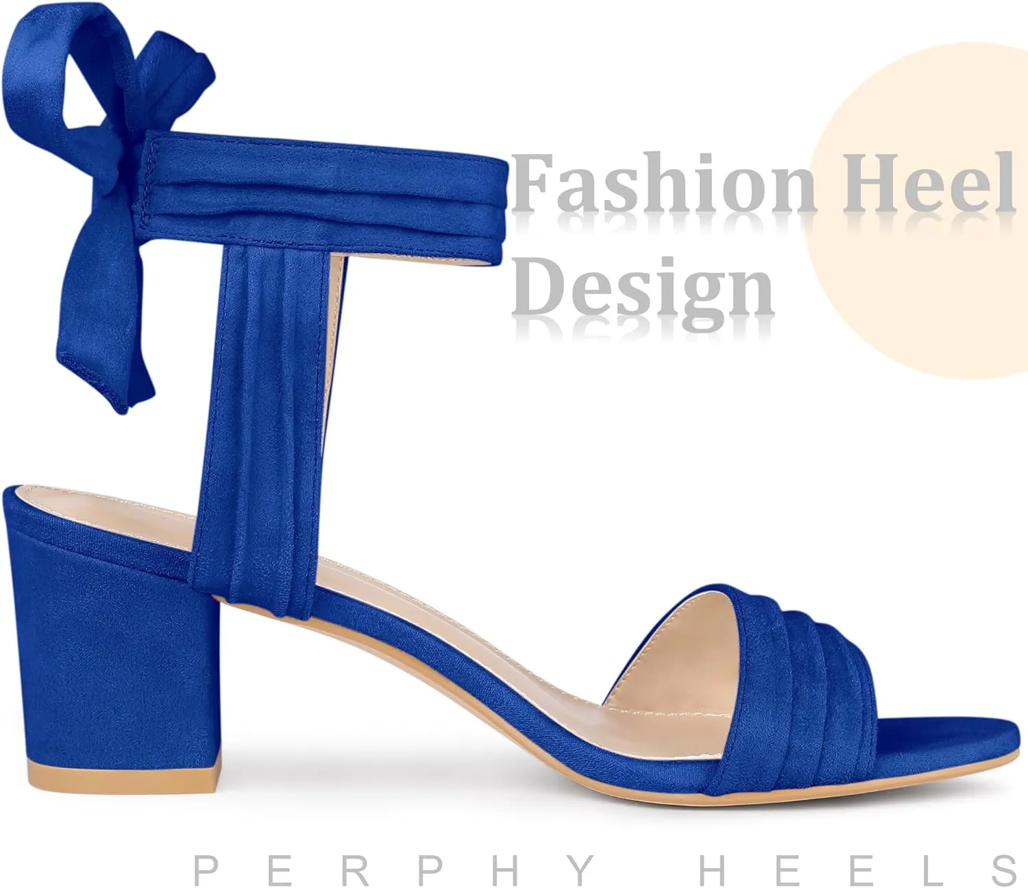 Perphy Pleated Open Toe Lace Up Chunky Heels Sandals for Women