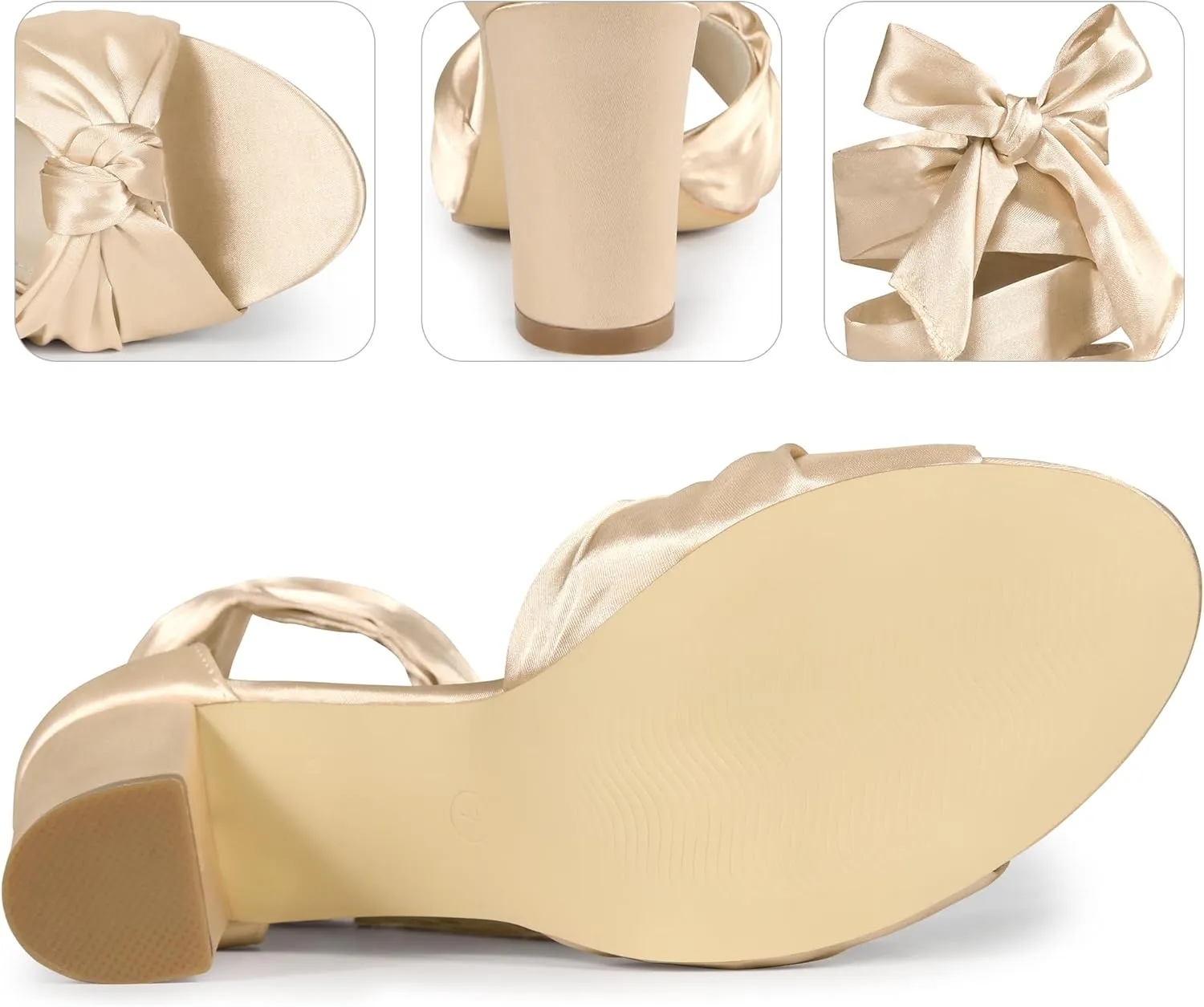 Perphy Satin Open Toe Lace Up Block Heels Sandals for Women