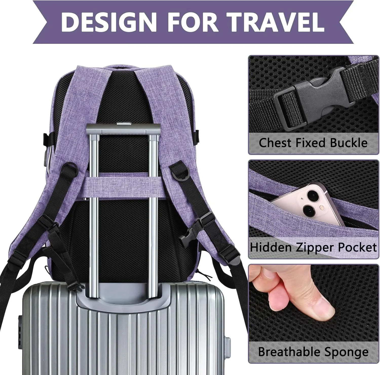 Personal Item Travel Carry On Luggage Backpack for Women Men Flight Approved Casual Weekender Laptop Bag for College Business Outdoors Hiking Water Resistant Lightweight Daypack with USB Charging Port