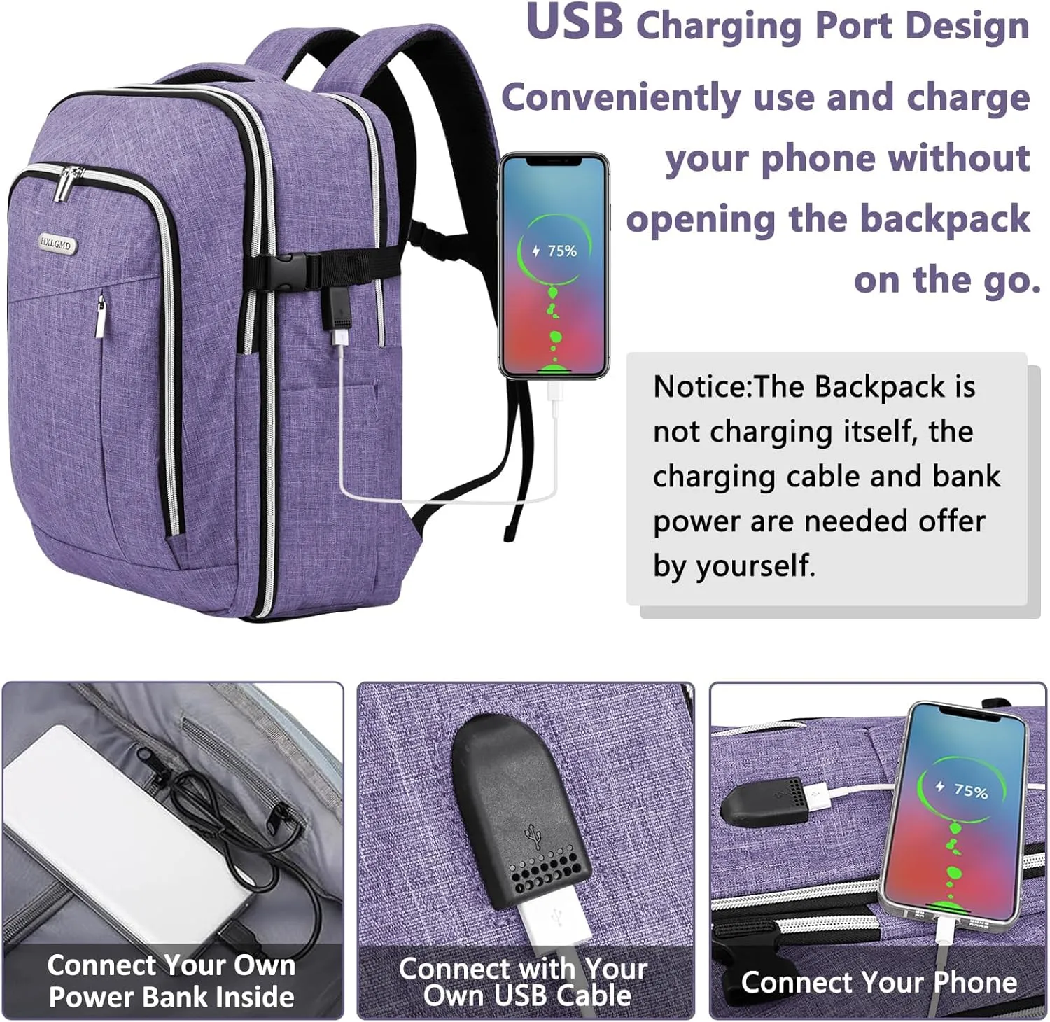 Personal Item Travel Carry On Luggage Backpack for Women Men Flight Approved Casual Weekender Laptop Bag for College Business Outdoors Hiking Water Resistant Lightweight Daypack with USB Charging Port
