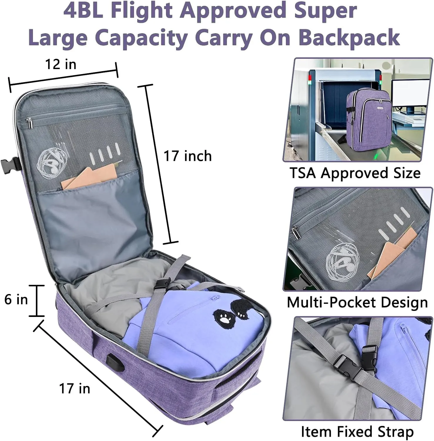 Personal Item Travel Carry On Luggage Backpack for Women Men Flight Approved Casual Weekender Laptop Bag for College Business Outdoors Hiking Water Resistant Lightweight Daypack with USB Charging Port
