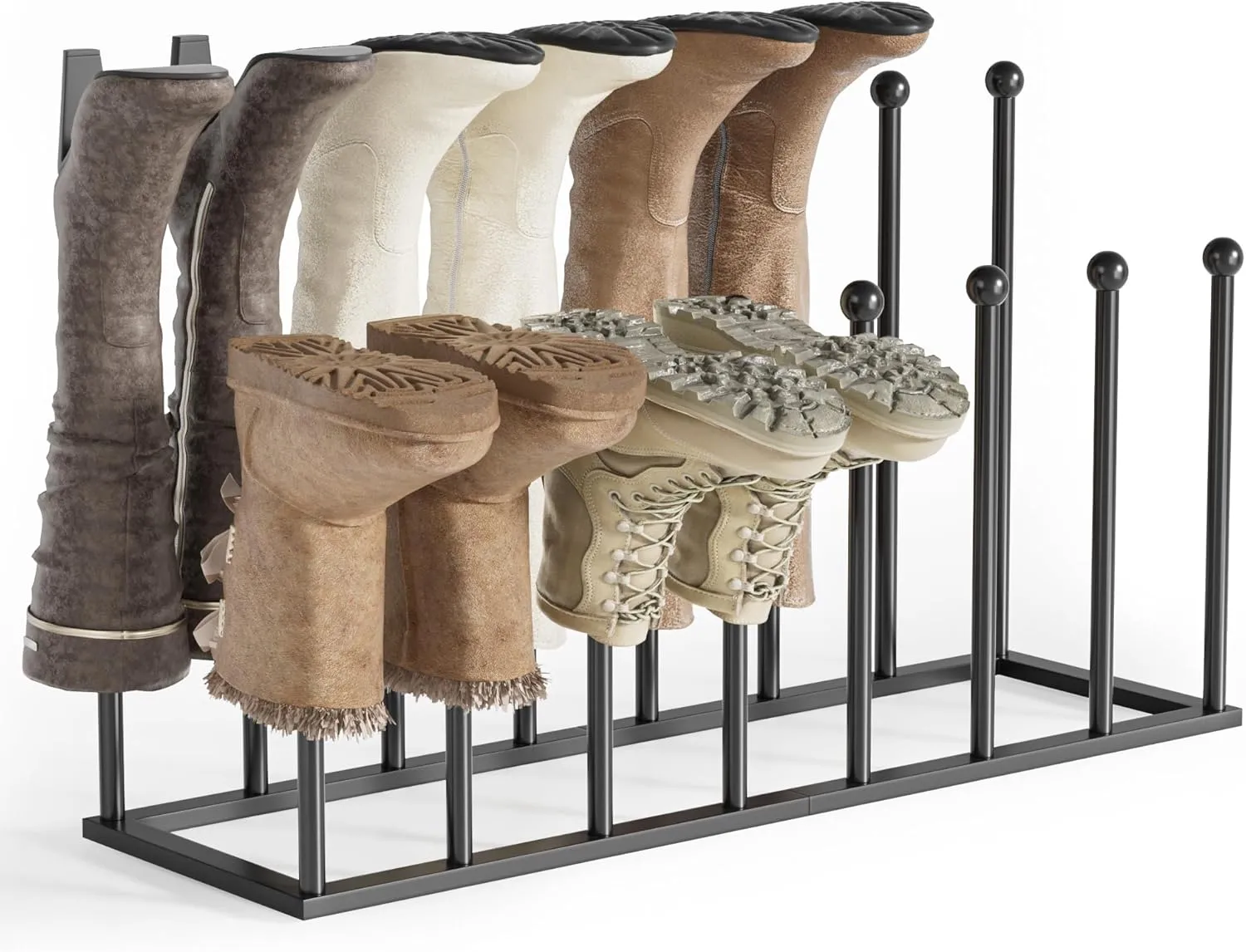 pickpiff Boot Rack Organizer Tall Boots, Black Boot Storage Organizer Tall Boots for Closet, Entryway, Garage, Porch, Free Standing Shoe Racks for 8 Pairs