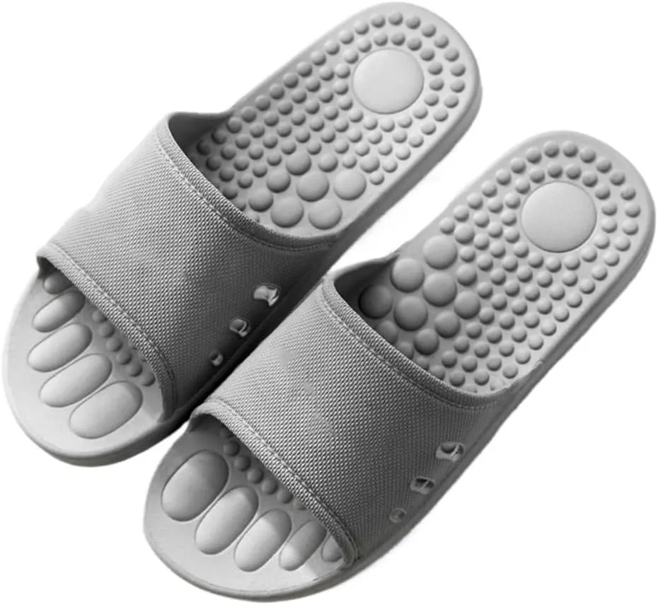 Plantar Fasciitis Massage Slippers Acupressure Foot Massager Reflexology Sandals Gift for Men Women Reduce Feet Neuropathy Pain Relief and Tension(Gray,8.5/9)