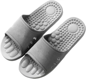 Plantar Fasciitis Massage Slippers Acupressure Foot Massager Reflexology Sandals Gift for Men Women Reduce Feet Neuropathy Pain Relief and Tension(Gray,8.5/9)